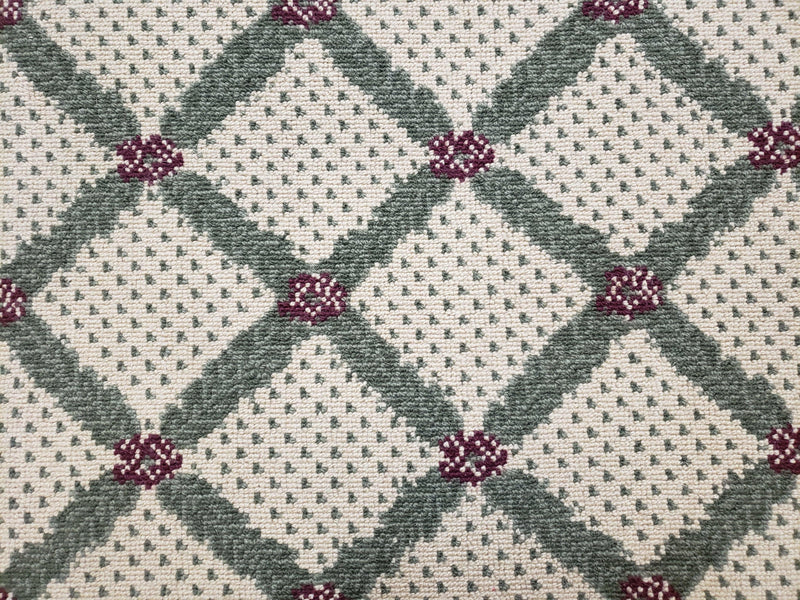 4x5 Panel Design Rug, 4' x 5' Power-Loomed Vintage Rug, Beige & Pine Green Carpet by Jewel Rugs