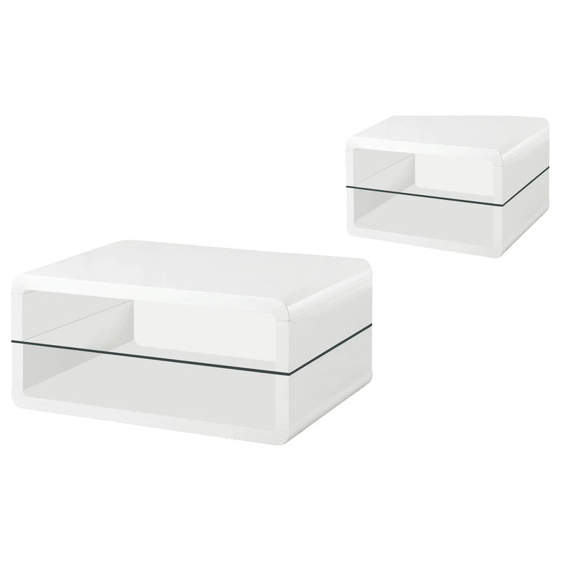 Elana 2-piece Coffee and End Table Set White High Gloss by Unique Piece Furniture