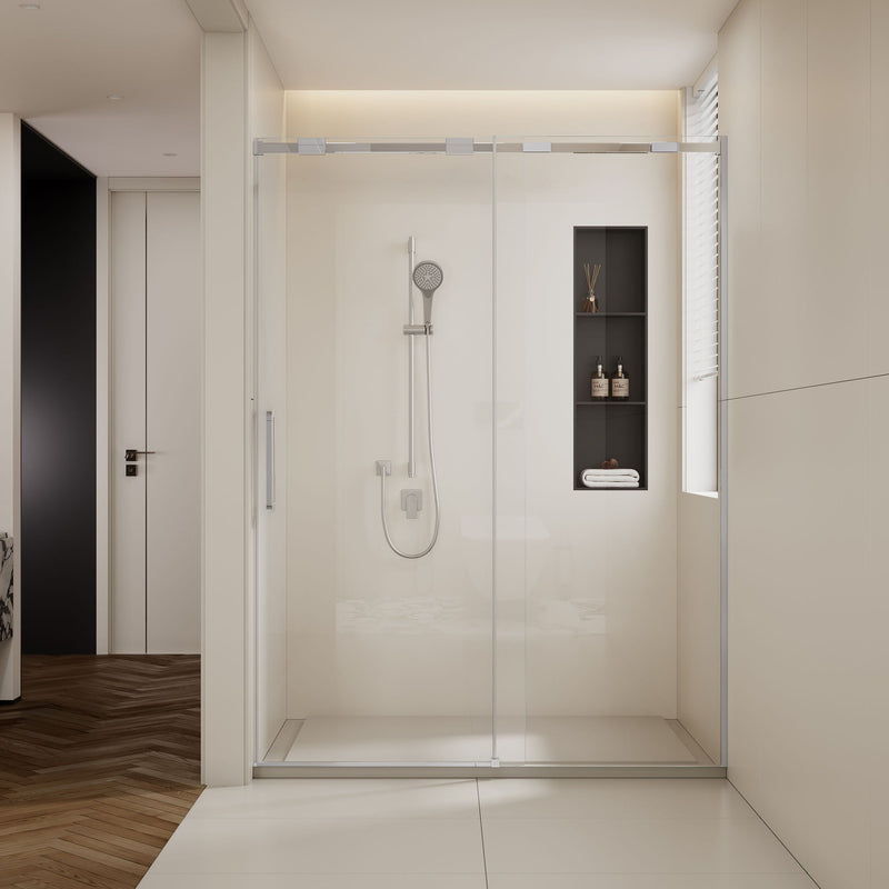 Semi-Frame Single Sliding Shower Door With Clear Tempered Glass by HouseOfZazla