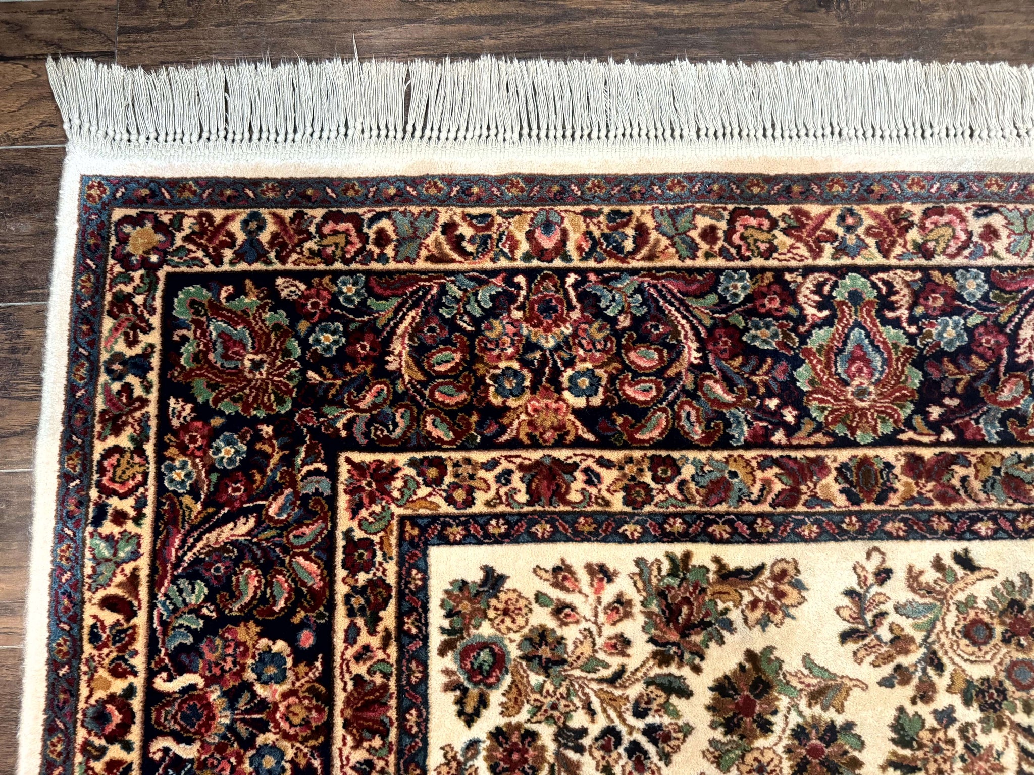8.8 x 12 Karastan Ivory Sarouk Rug #760, Wool Pile, Vintage, Original 700 Series by Jewel Rugs
