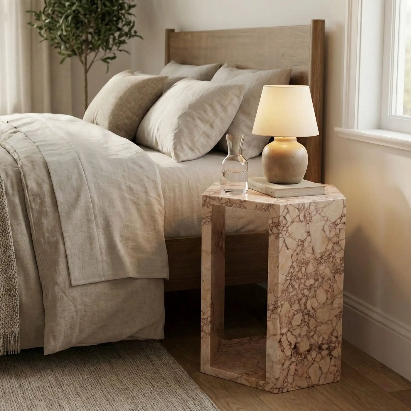 Modern Minimalist Hexagon Side Table by Unique Piece Furniture