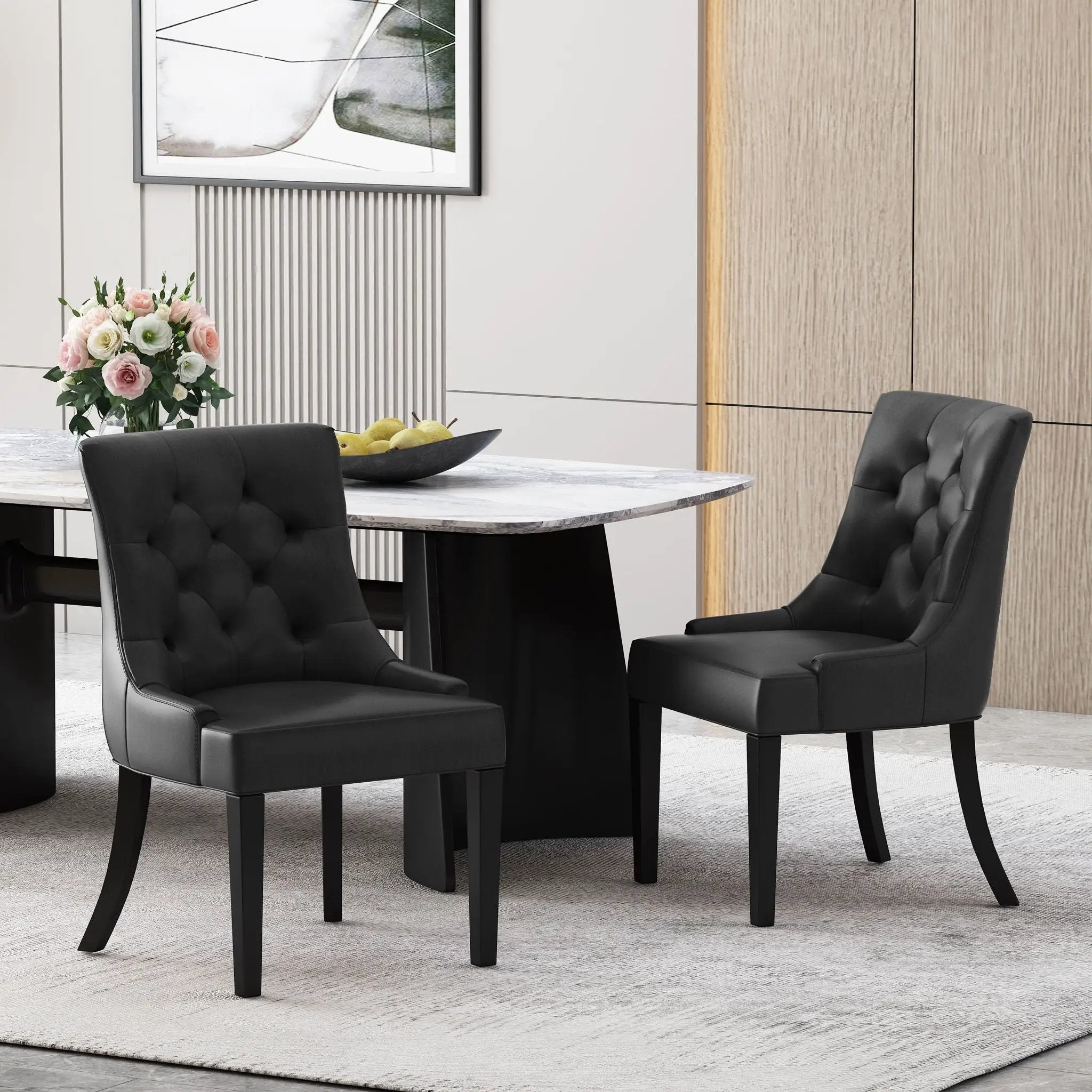 Cheney Contemporary Dining Chair Tufted Upholstery (Set of 2) by HouseOfZazla