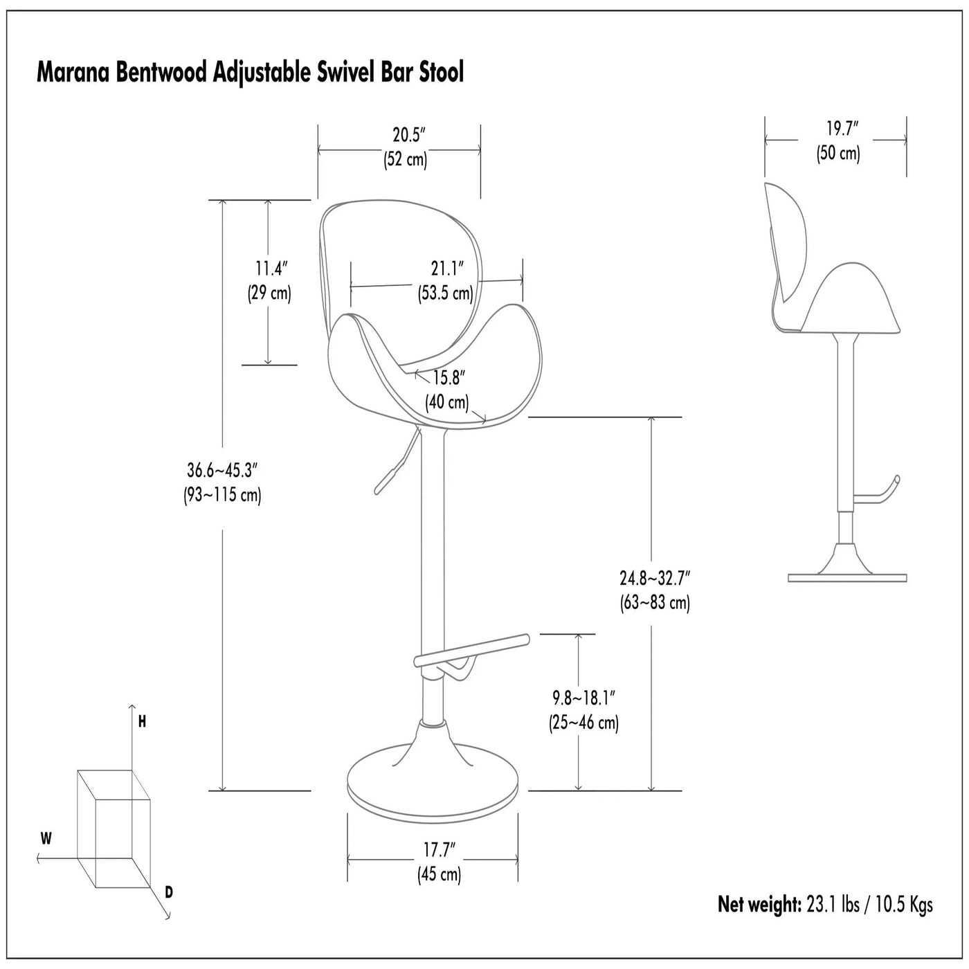 Marana - Handcrafted Bentwood Adjustable Swivel Bar Stool by Unique Piece Furniture