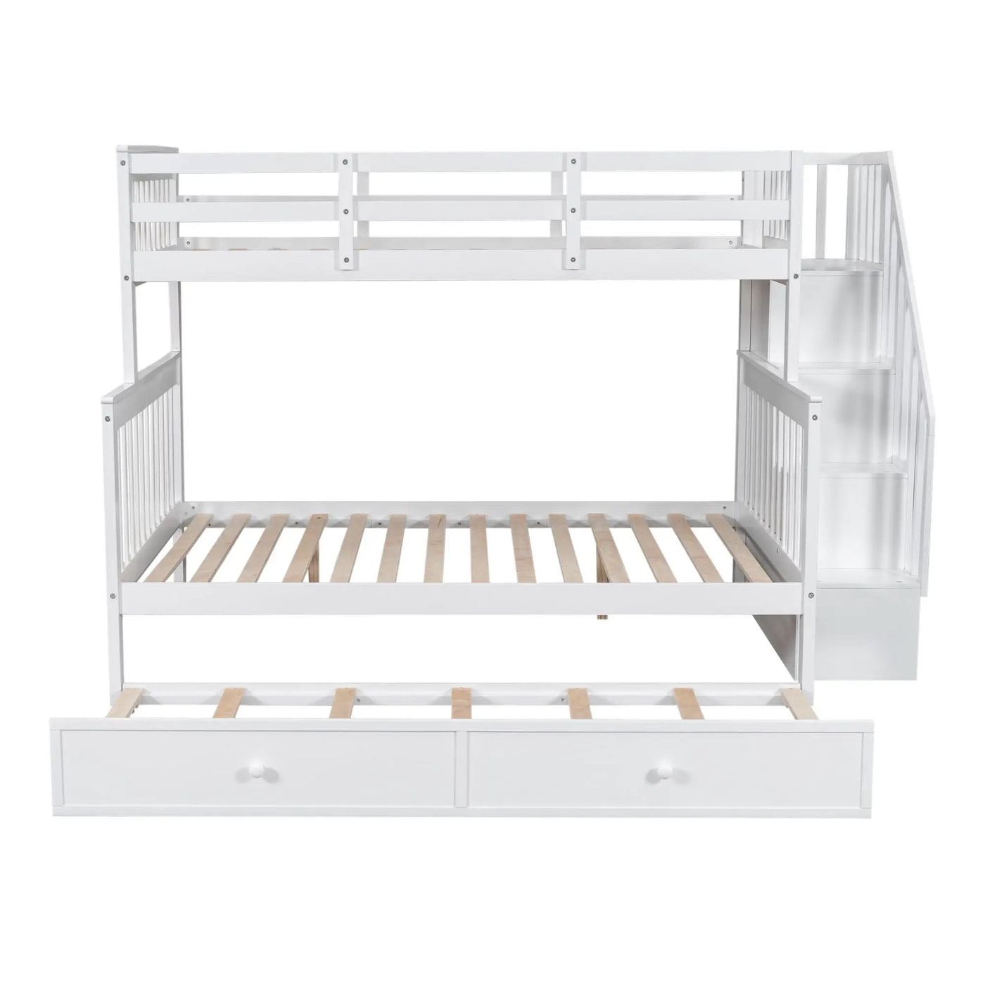 Bunk Bed With Twin Size Trundle, Storage And Guard Rail For Bedroom by Unique Piece Furniture