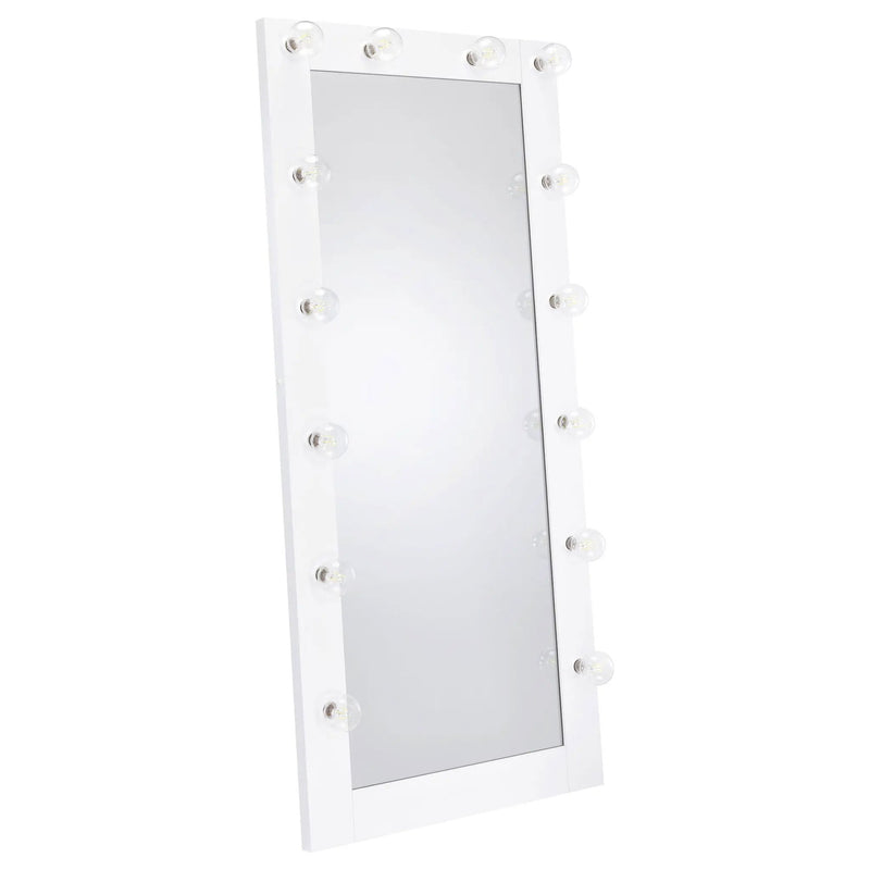 Zayan 32 x 71 Inch Floor Mirror LED Lighting White Gloss by Unique Piece Furniture
