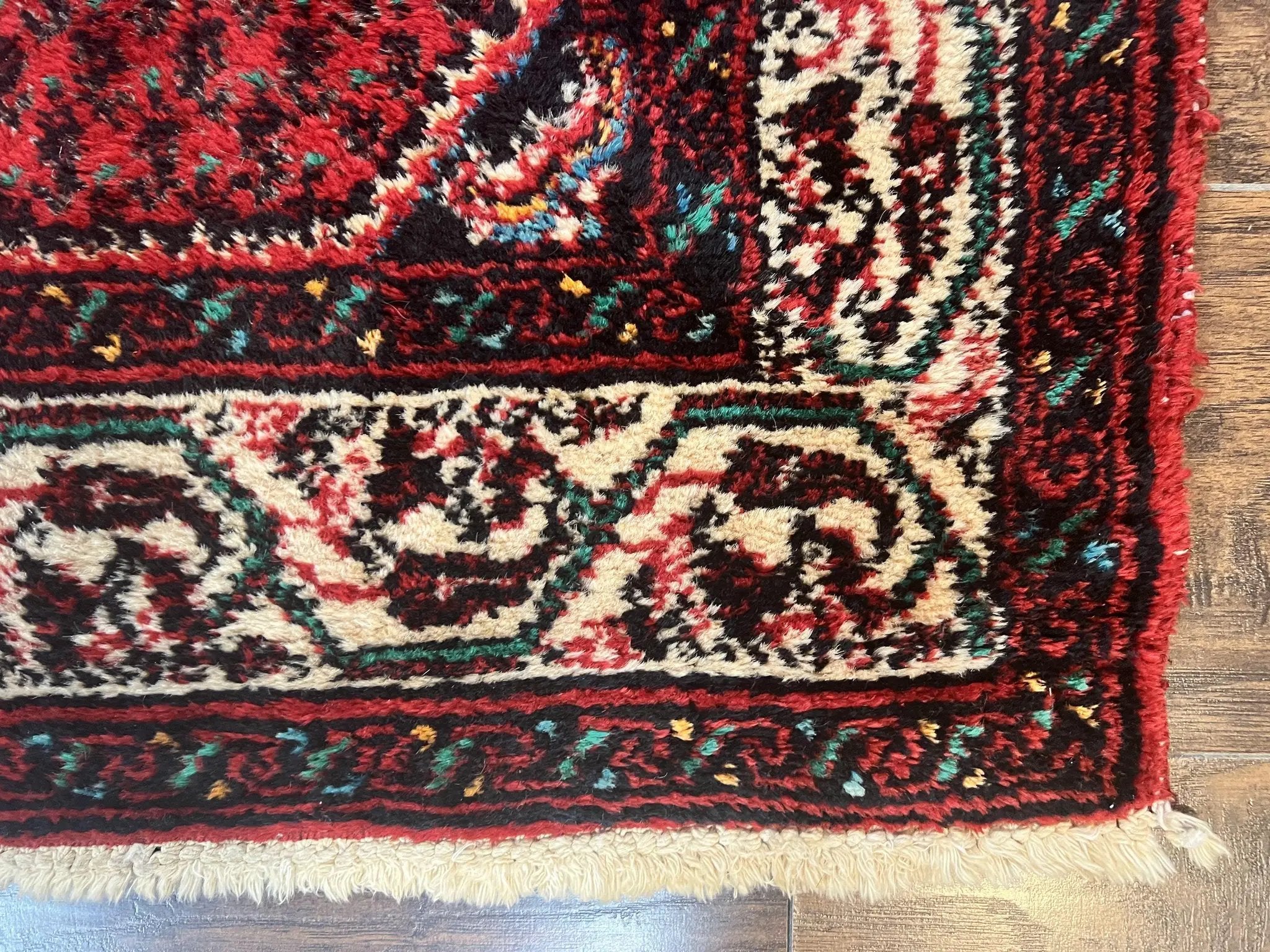 Persian Tribal Rug 2.6 x 5, Boteh Paisley Pattern, Red and Beige, Wool Hamadan Rug by Jewel Rugs
