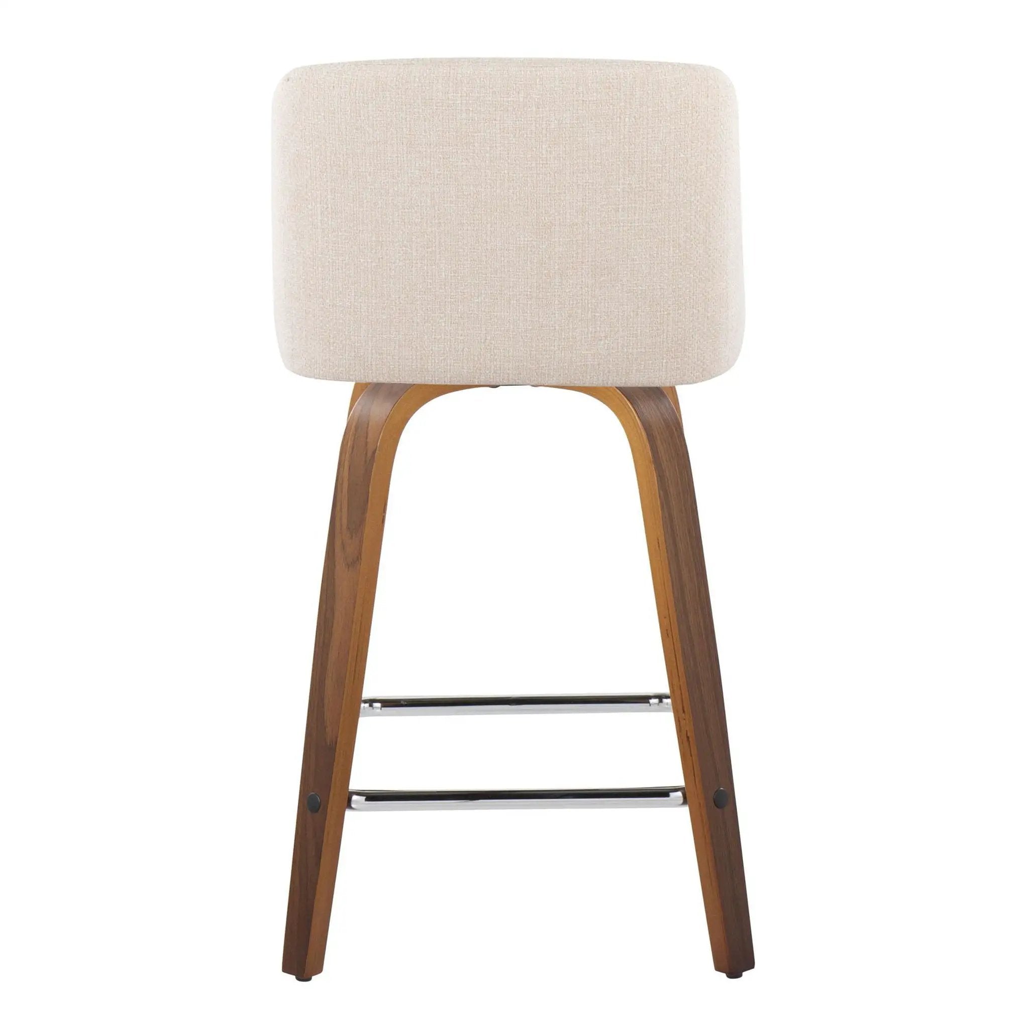 Toriano - Mid Century Modern Fixed Height Counter Stool With Swivel And Square Footrest (Set of 2) by HouseOfZazla