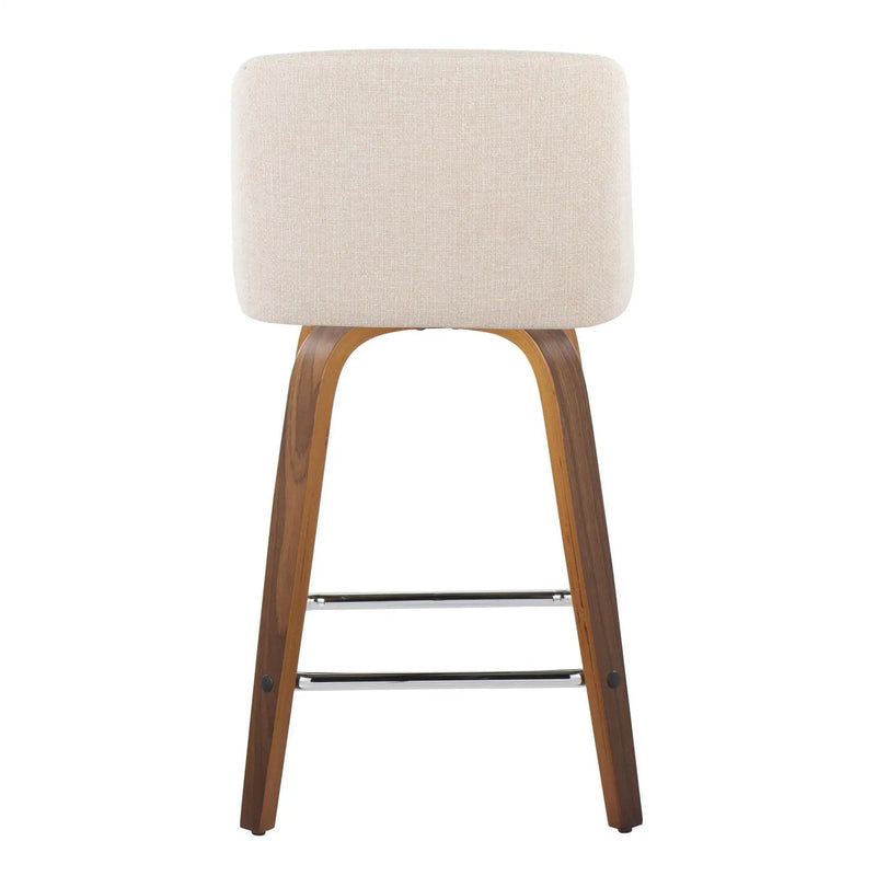 Toriano - Mid Century Modern Fixed Height Counter Stool With Swivel And Square Footrest (Set of 2) by HouseOfZazla