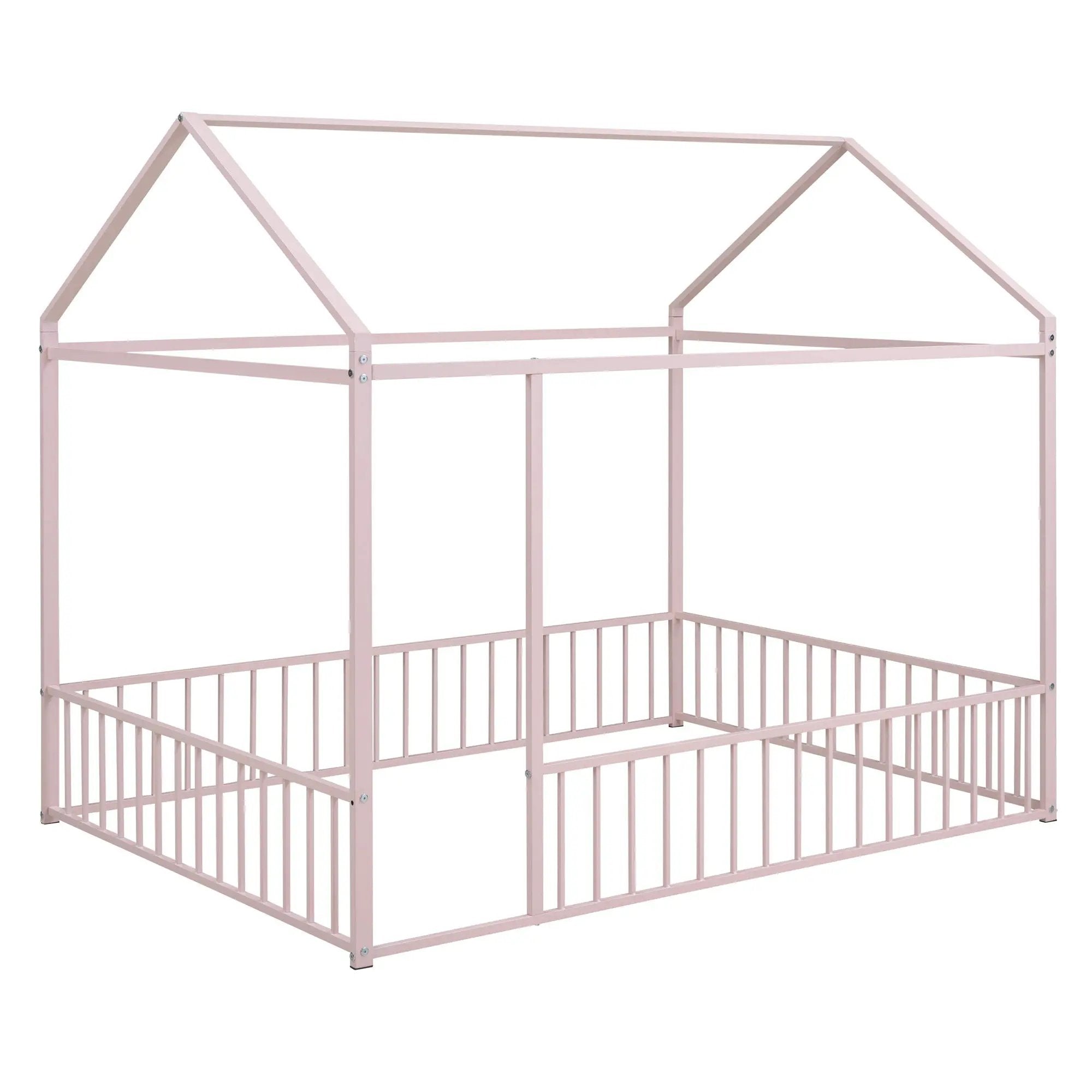 Metal Bed House Bed Frame With Fence by HouseOfZazla