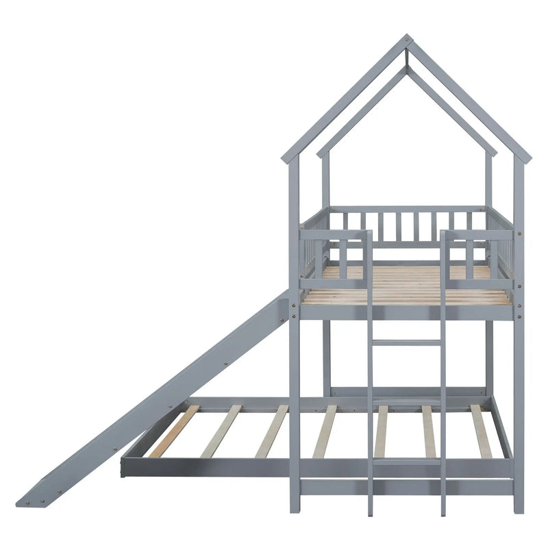 House Bunk Bed With Slide And Built In Ladder by HouseOfZazla