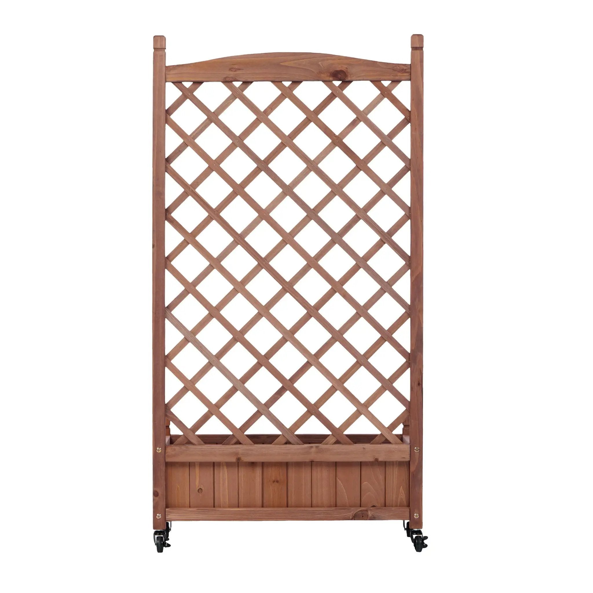 Raised Garden Bed With Trellis 2 Pack, Outdoor Planter Box & Plant Stand With Climbing Racks - Brown by HouseOfZazla