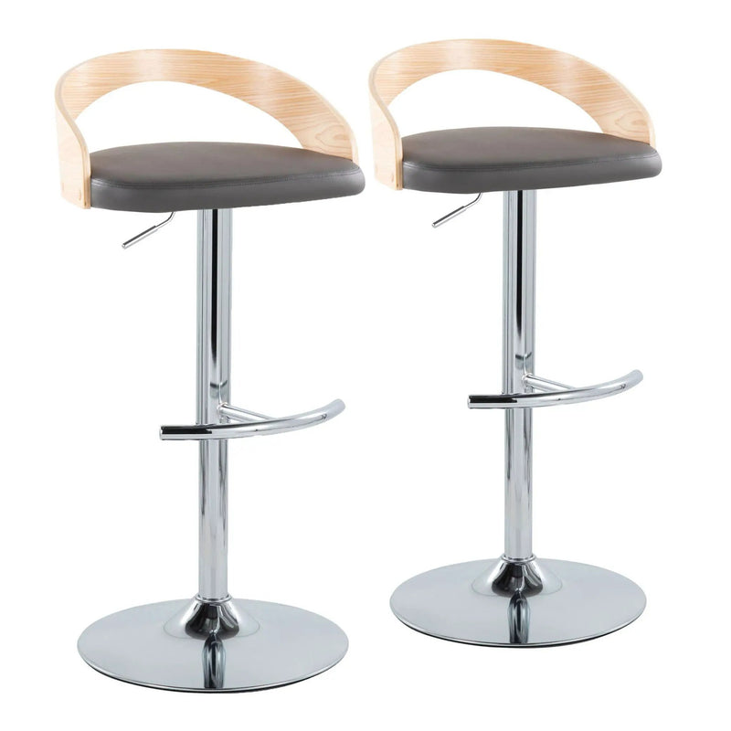 Grotto - Contemporary Adjustable Barstool, Swivel With Rounded T Footrest (Set of 2) by Unique Piece Furniture