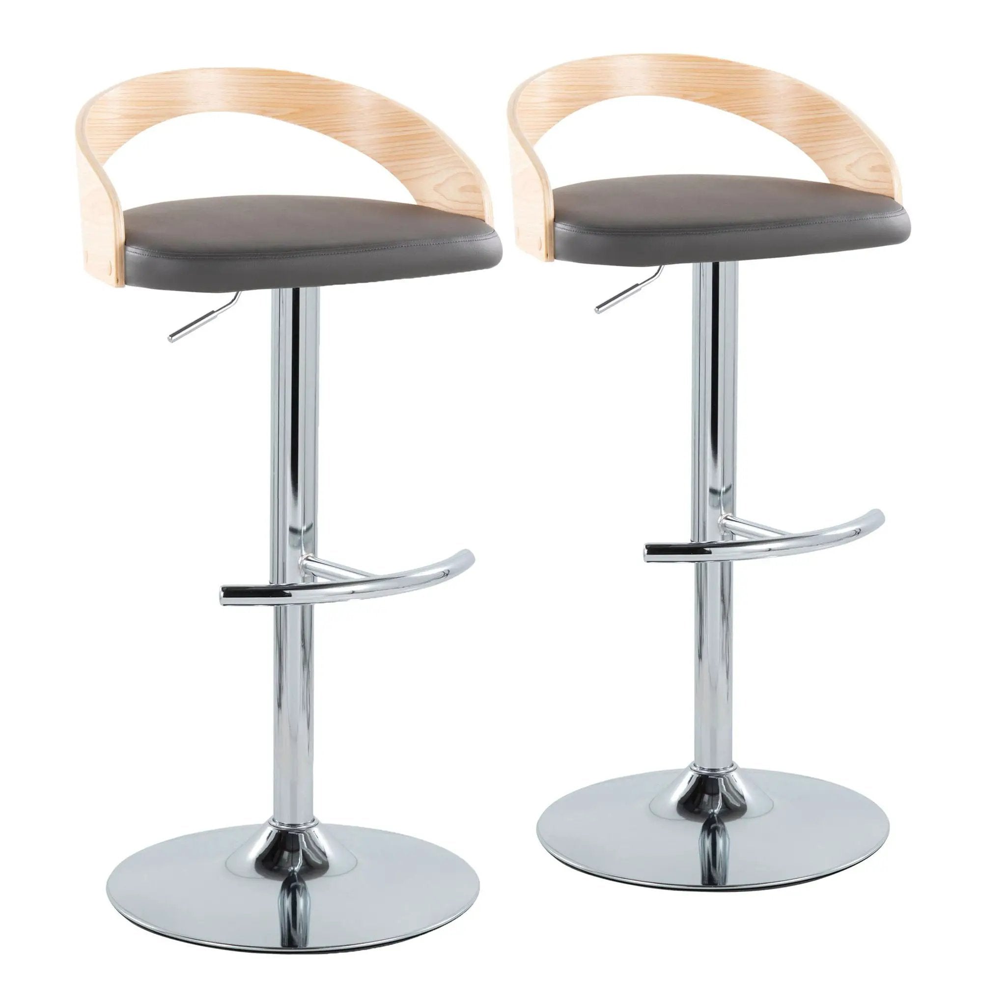 Grotto - Contemporary Adjustable Barstool, Swivel With Rounded T Footrest (Set of 2) by HouseOfZazla