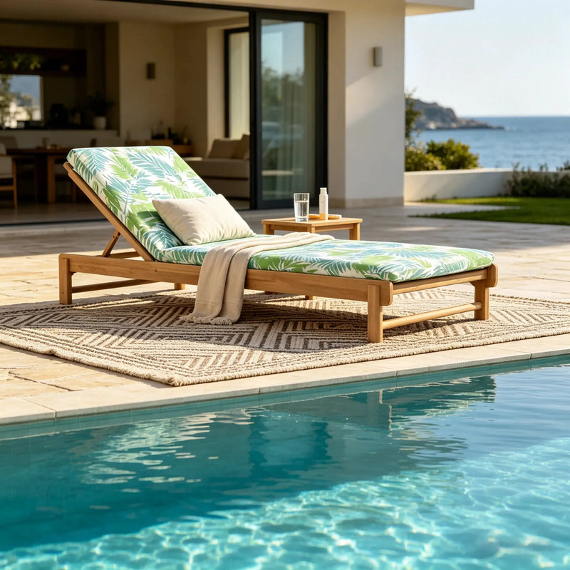 Light Teak Acacia Wood Chaise Lounge Set by HouseOfZazla