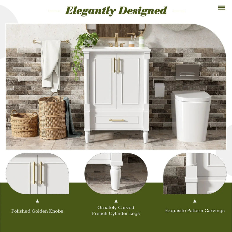 Bathroom Vanity With Ornate French Cylinder Legs, Soft Close Drawer by HouseOfZazla