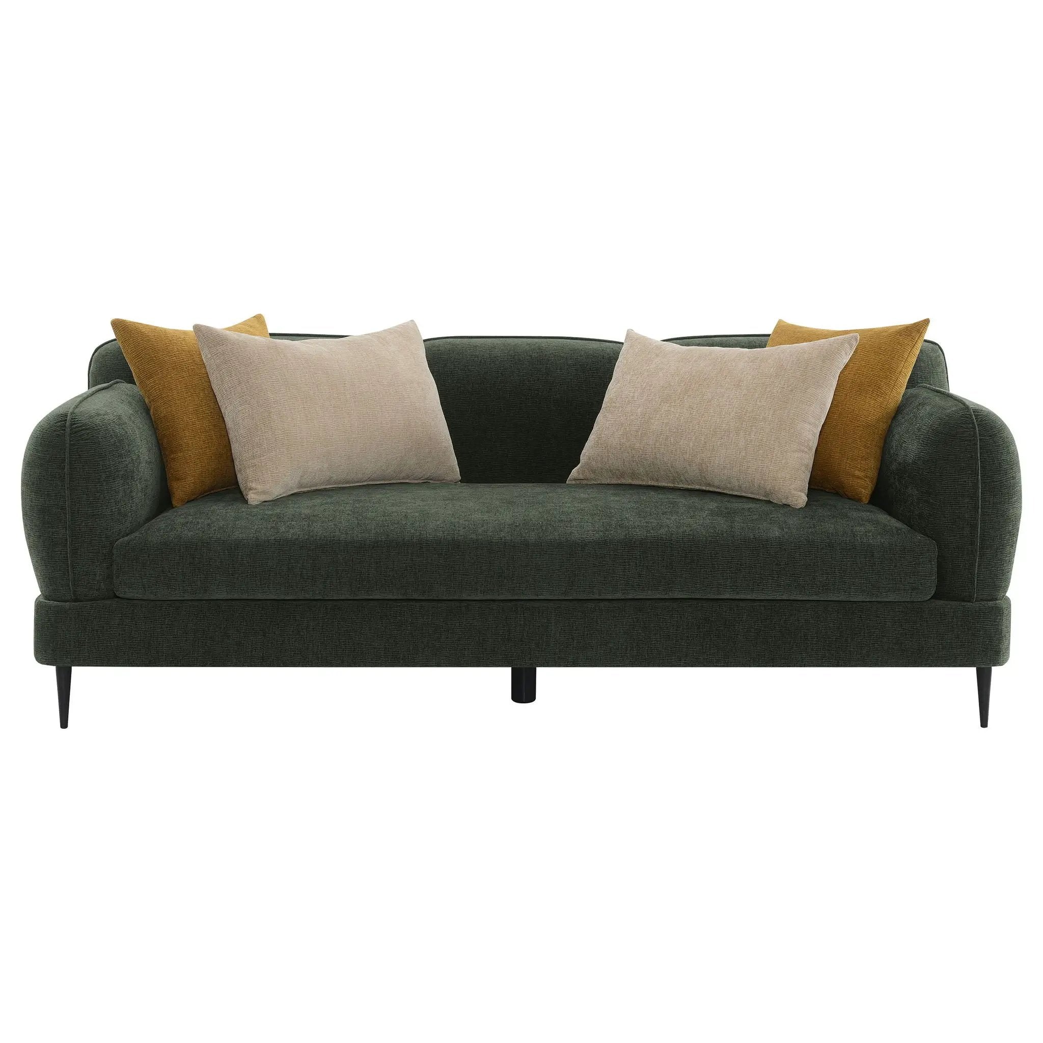Jade Chenille Upholstered Modern Track Arm Sofa Green by Unique Piece Furniture