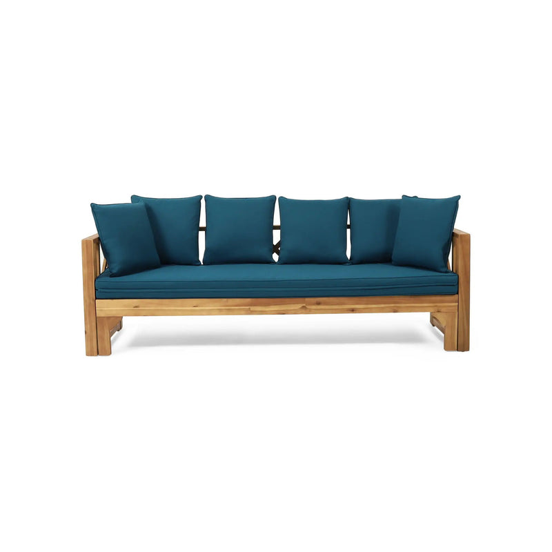 Outdoor Daybed With X-Shaped Panel Backrest And Armrests - Teak by HouseOfZazla