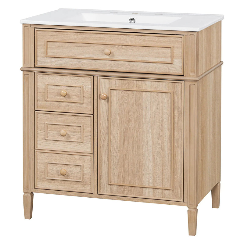 Bathroom Vanity With Sink, Flip Out Drawer, 2 Soft Close Drawers, 1 Soft Close Door - Wood by Unique Piece Furniture