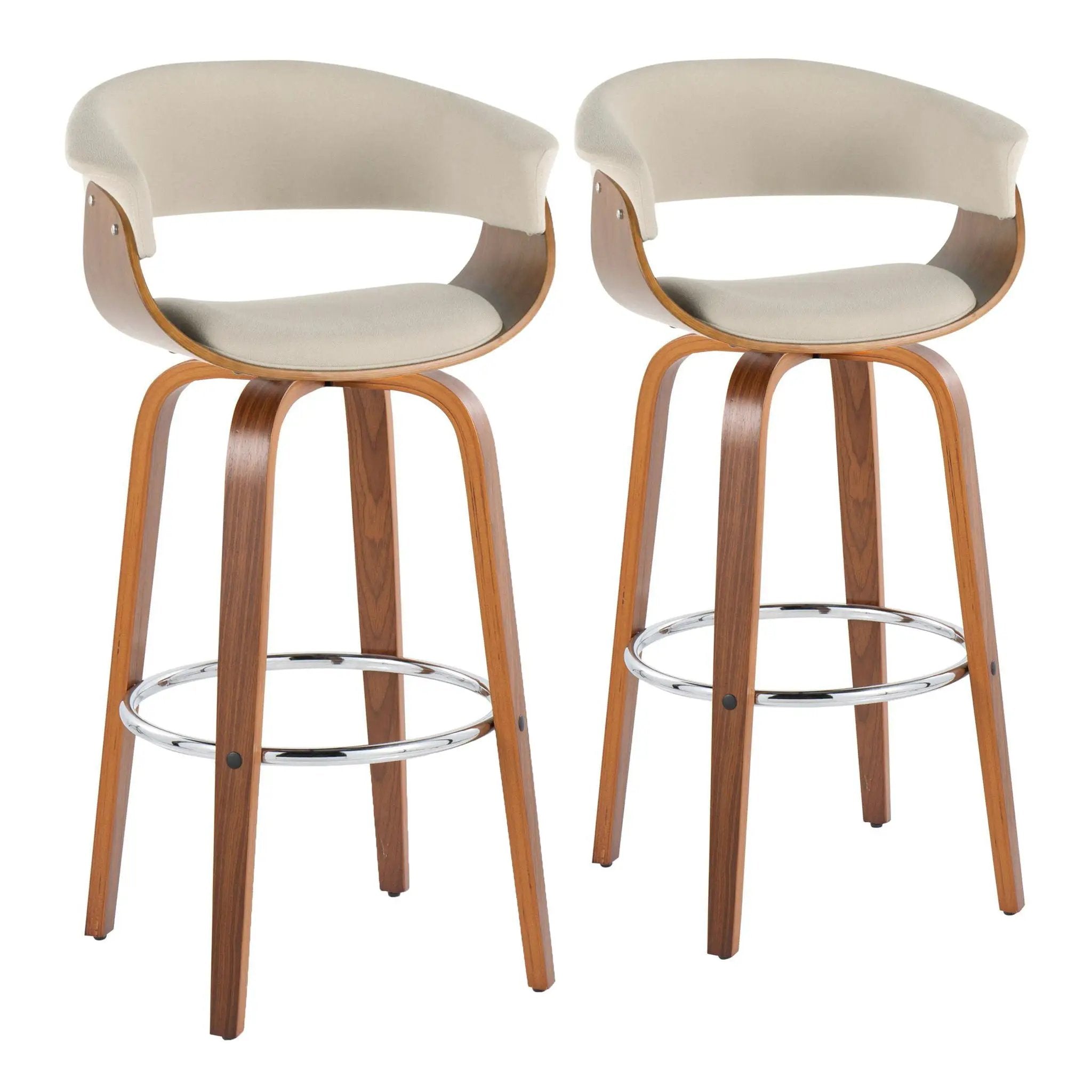 Vintage Mod - Mid Century Modern Fixed Height Barstool With Swivel With Round Footrest (Set of 2) by Unique Piece Furniture