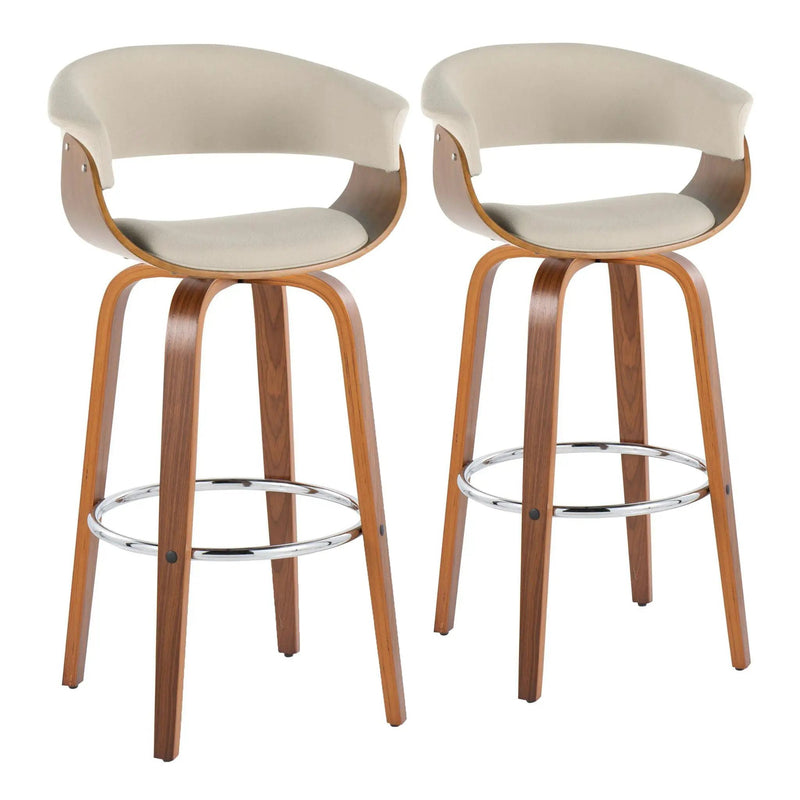 Vintage Mod - Mid Century Modern Fixed Height Barstool With Swivel With Round Footrest (Set of 2) by Unique Piece Furniture