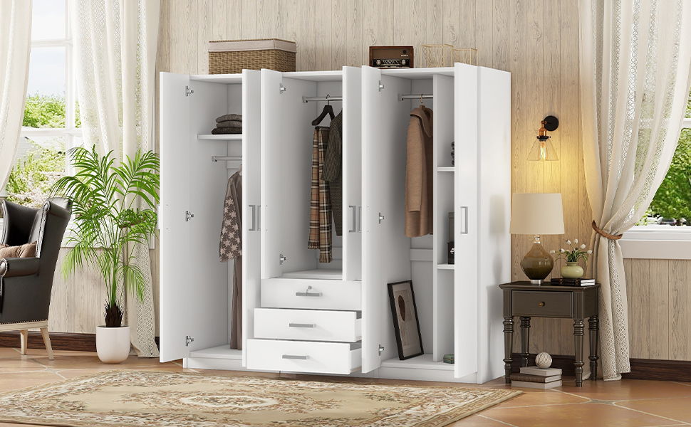 6 Doors Wardrobe Storage For Bedroom, With Big Drawers by HouseOfZazla