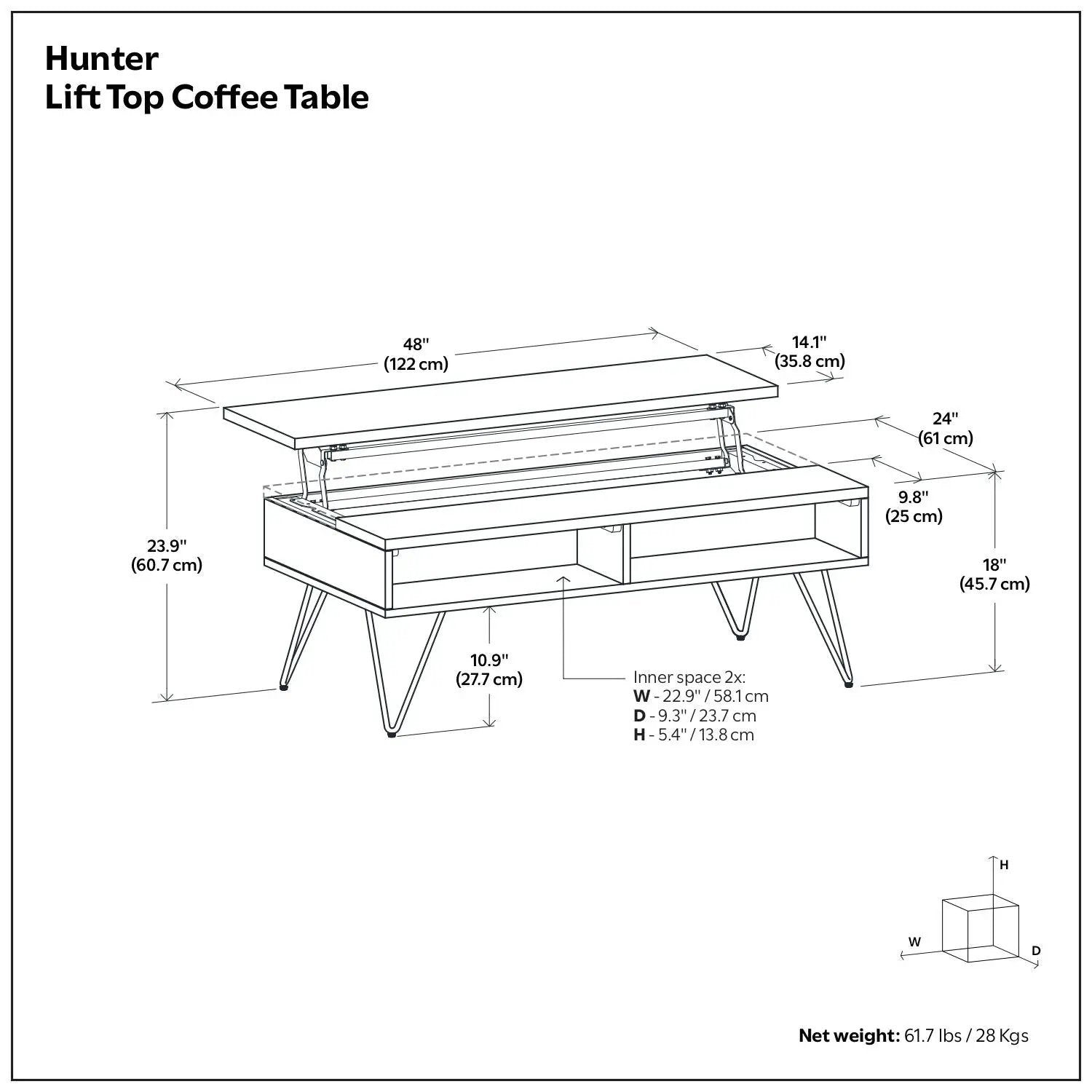 Hunter - Handcrafted Lift Top Coffee Table by HouseOfZazla