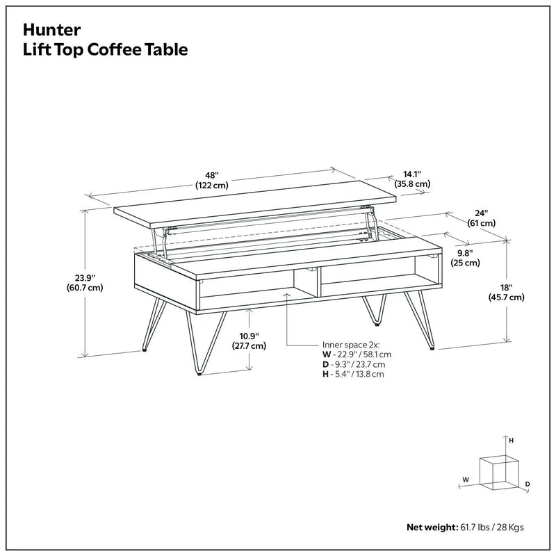 Hunter - Handcrafted Lift Top Coffee Table by HouseOfZazla