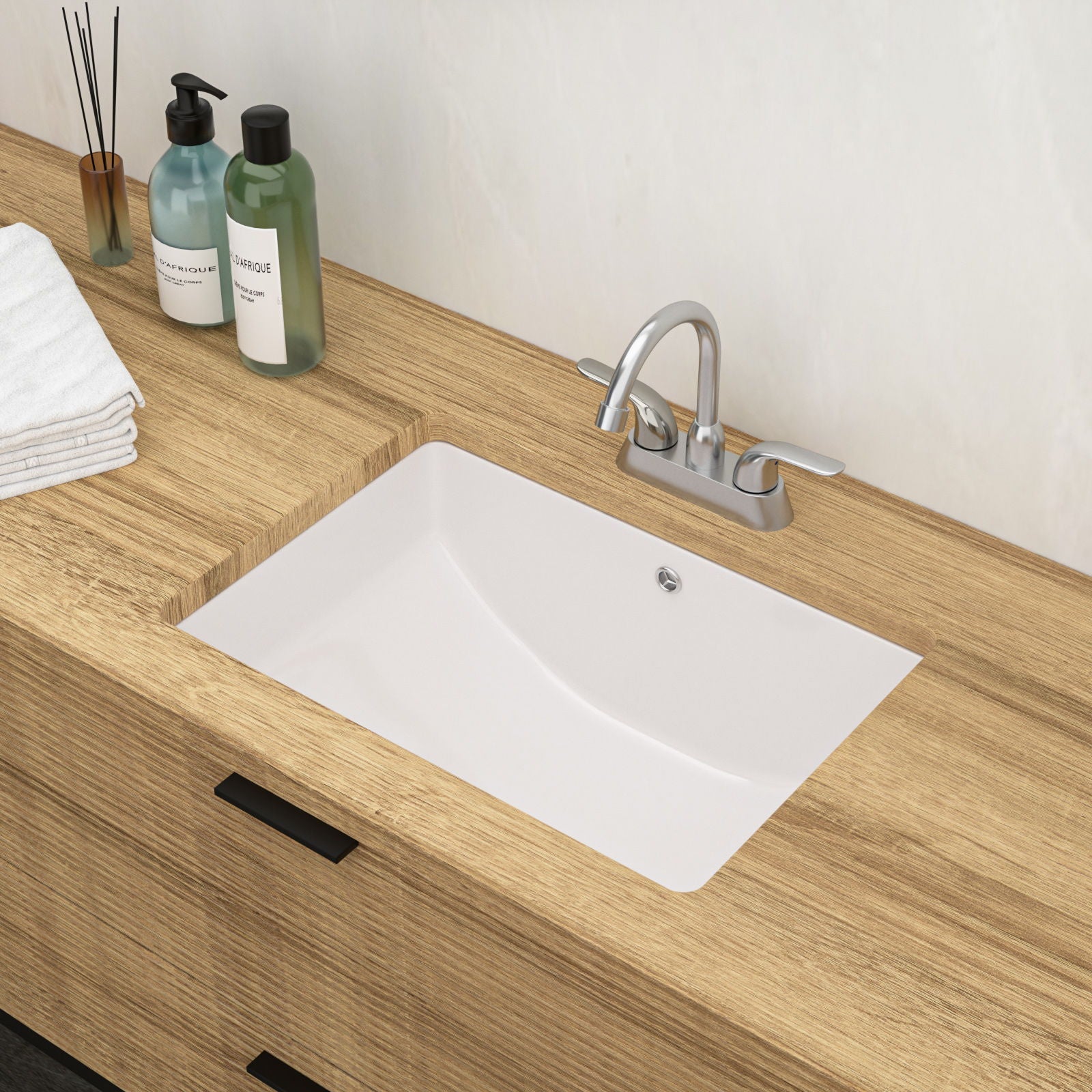 Modern Ceramic Undermount Bathroom Sink With Overflow, High Quality by HouseOfZazla