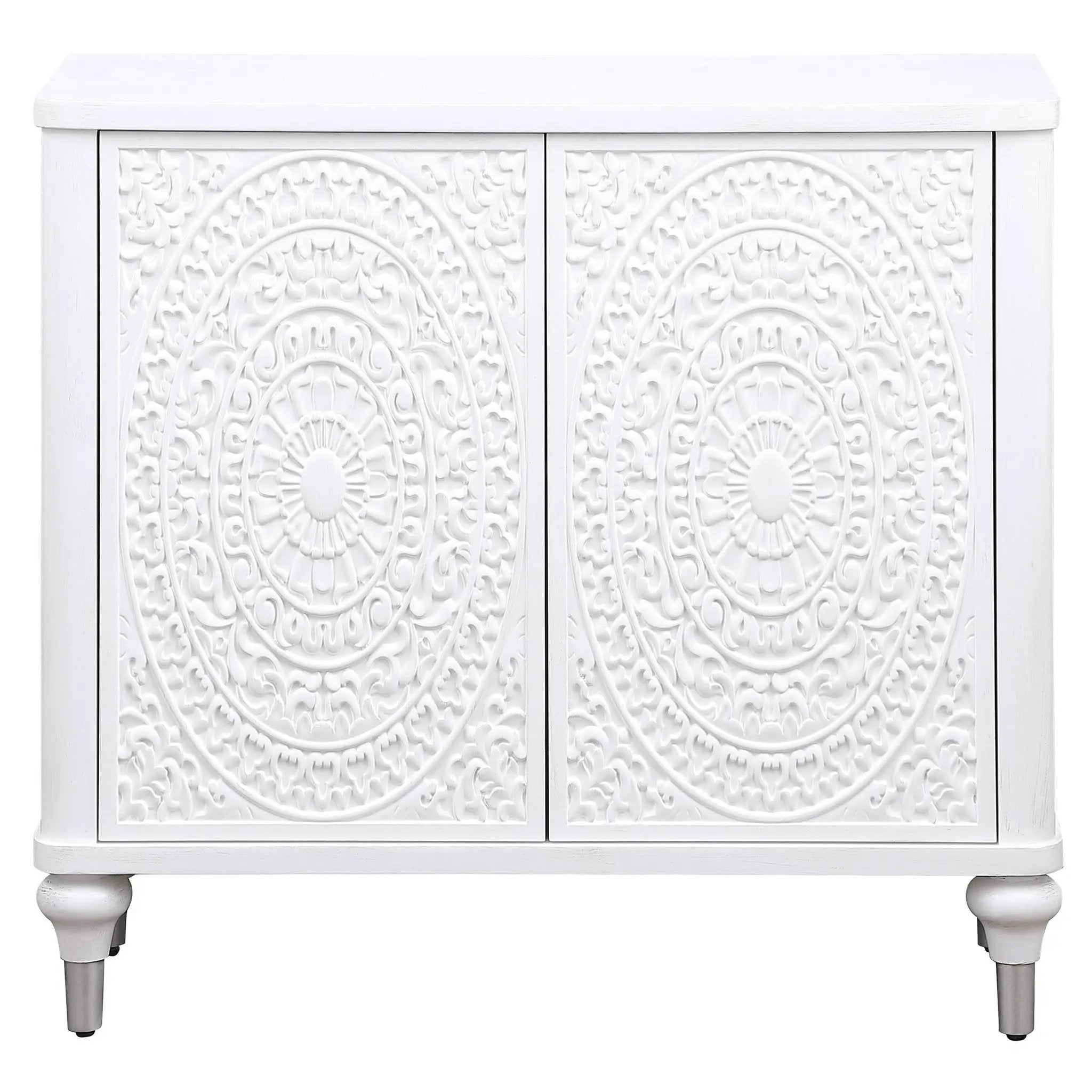 Angus - 2 Door Mandala Accent Cabinet - White by HouseOfZazla