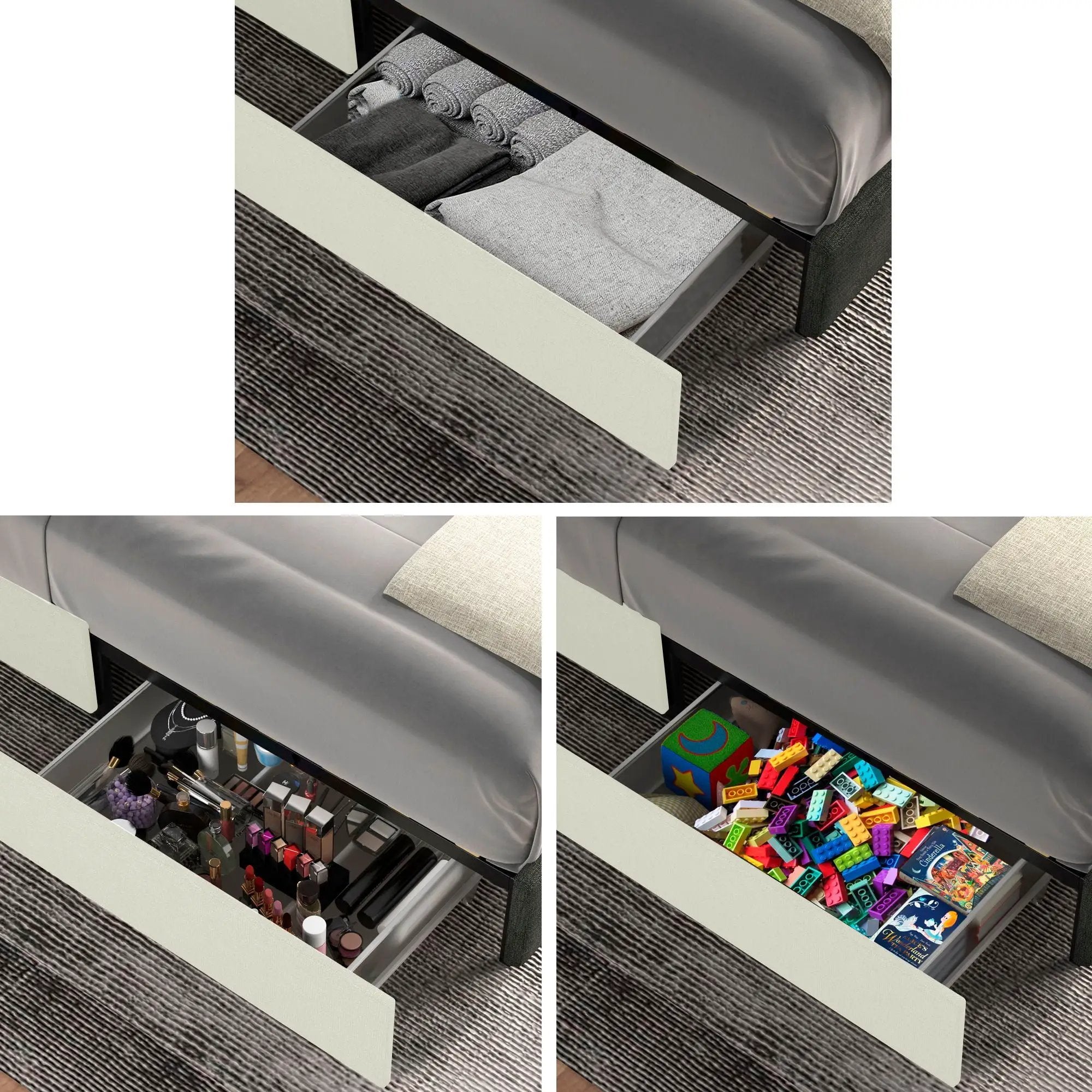 Anna - Upholstered Wingback Platform Bed With 4 Drawers Storage by HouseOfZazla