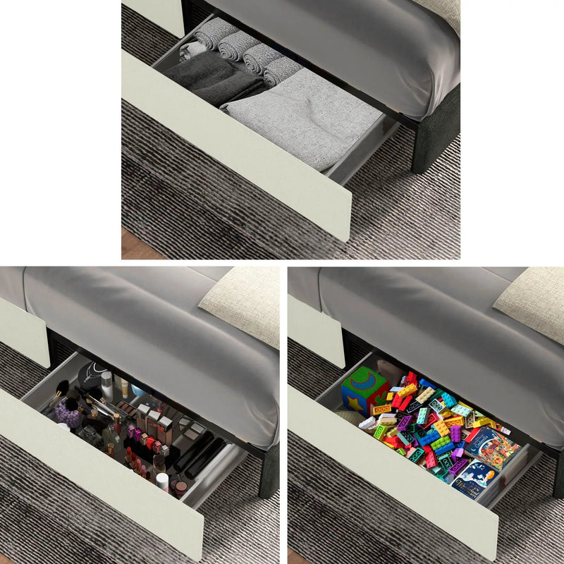 Anna - Upholstered Wingback Platform Bed With 4 Drawers Storage by HouseOfZazla