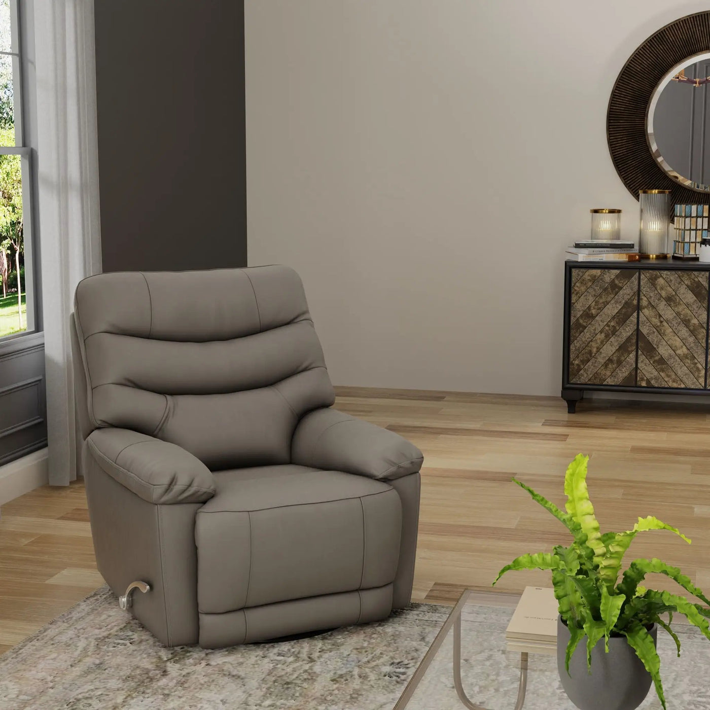 Oslo Antelope - Swivel Glider Recliner With Manual Footrest by Unique Piece Furniture