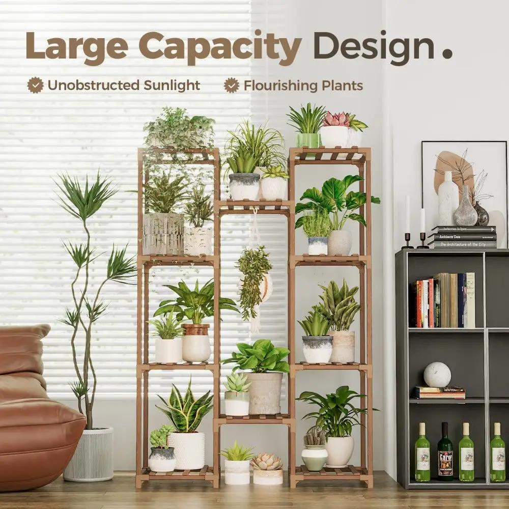Multiple Plants Pots Wood Flower Stand by HouseOfZazla
