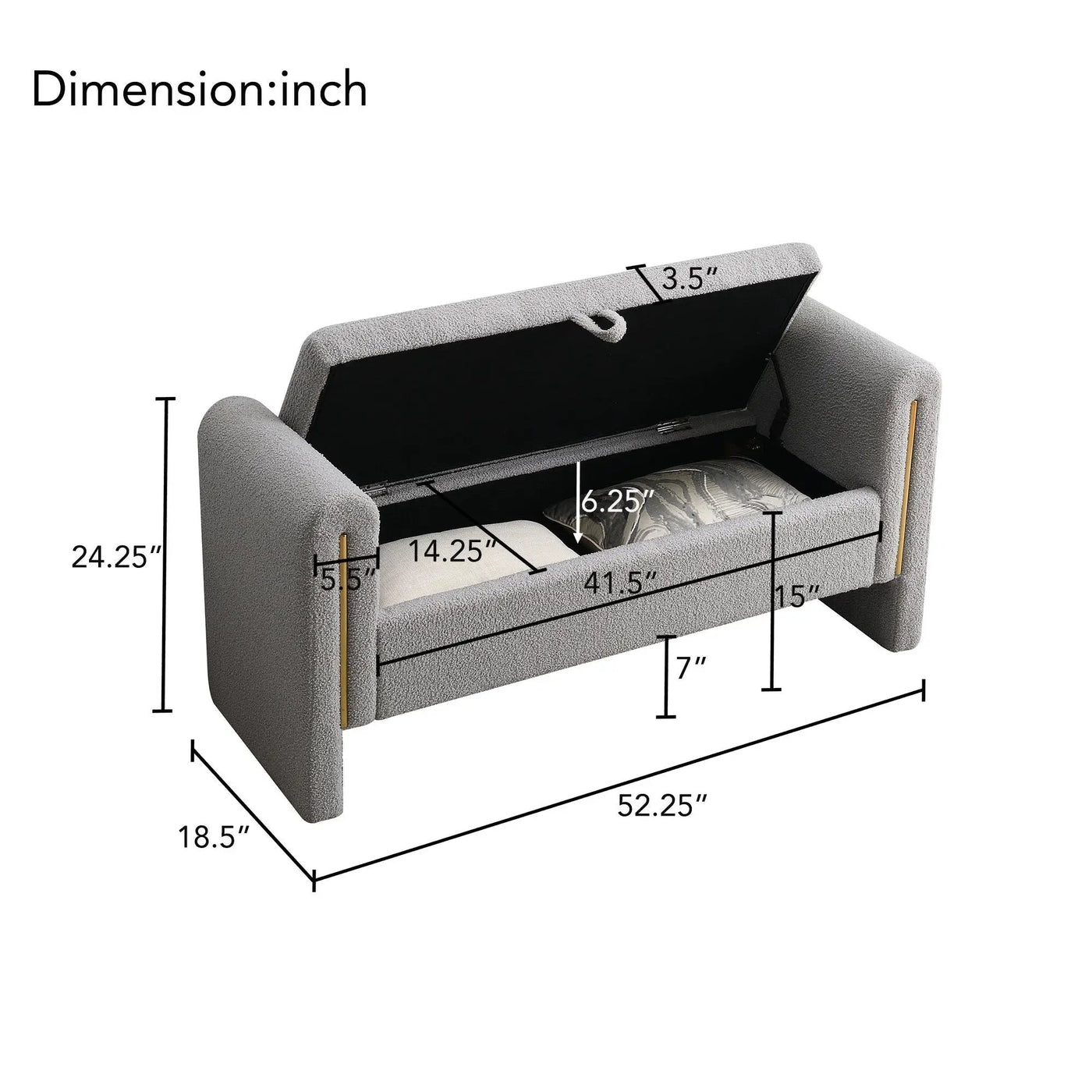 Modern Teddy Upholstered Large Bed End Bench With Arms And Storage by HouseOfZazla