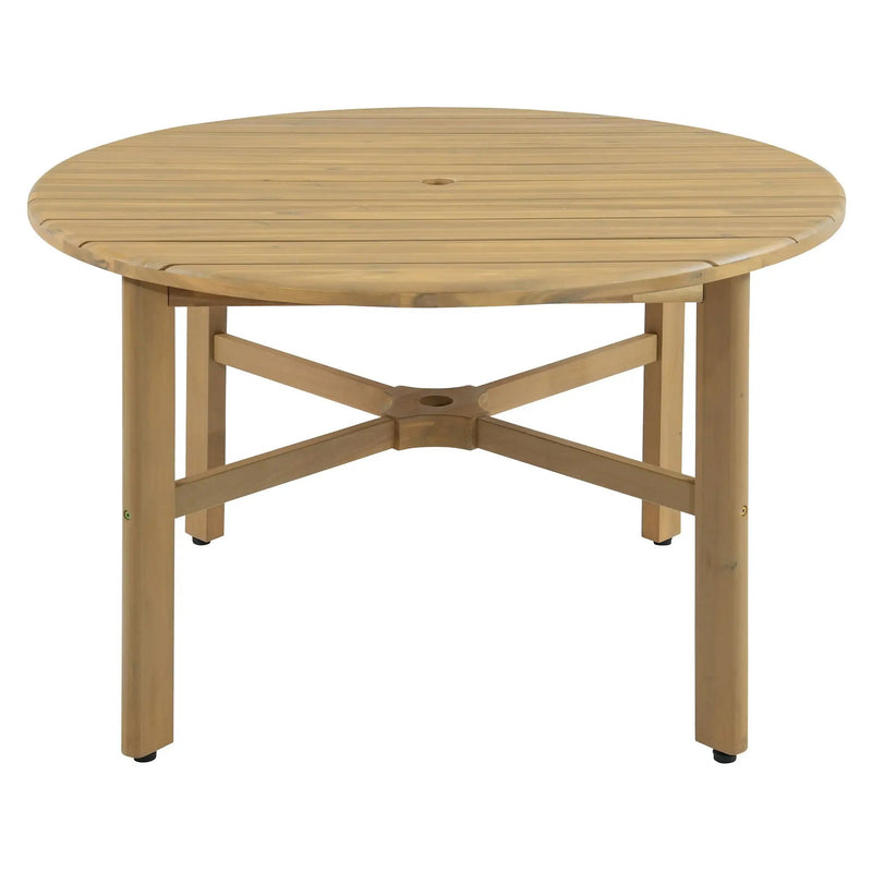5 Piece Round Patio Table & Cushioned Armrest Chairs, Outdoor Dining Set With Umbrella Hole by HouseOfZazla