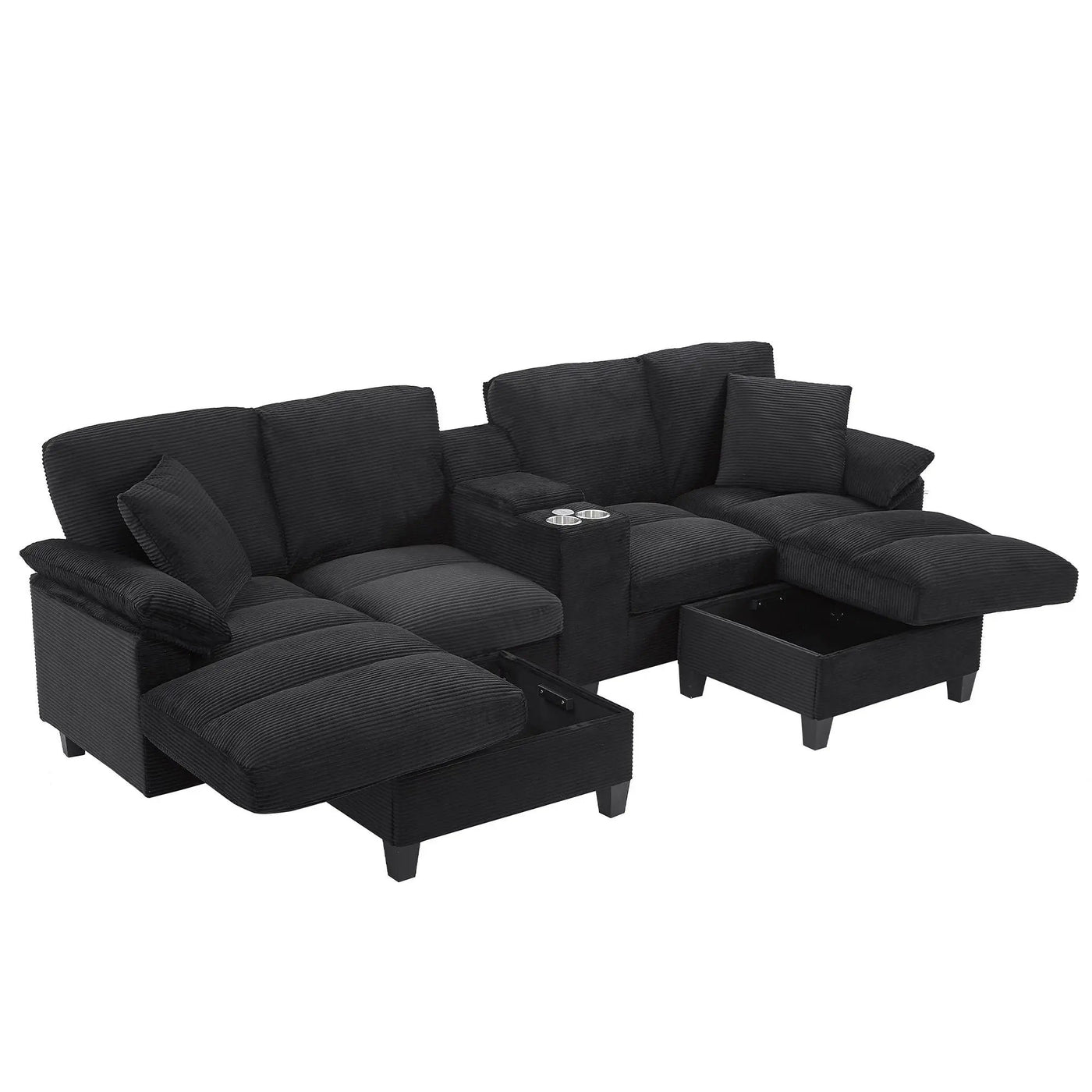 Modern U-Shaped Sectional Sofa With Storage Ottomans by Unique Piece Furniture