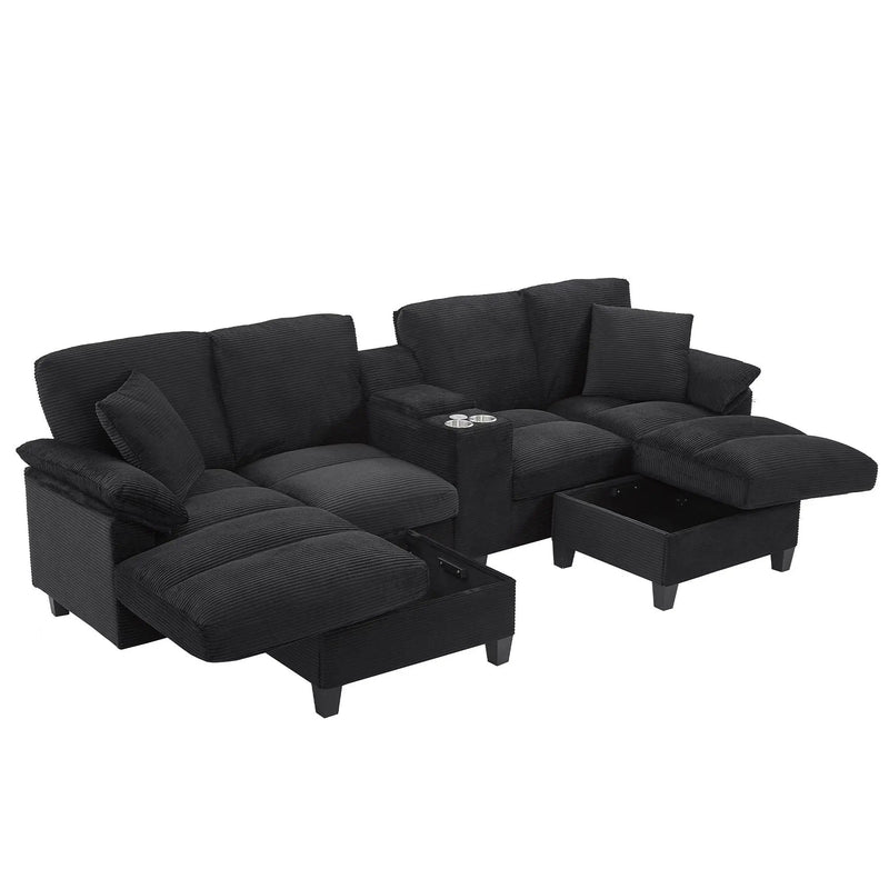 Modern U-Shaped Sectional Sofa With Storage Ottomans by Unique Piece Furniture