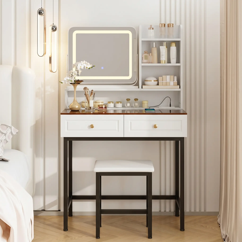 Makeup Vanity with LED Lighted Mirror by HouseOfZazla