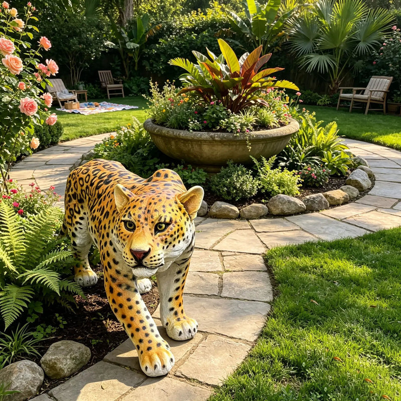 Realistic Leopard Garden Statue by HouseOfZazla