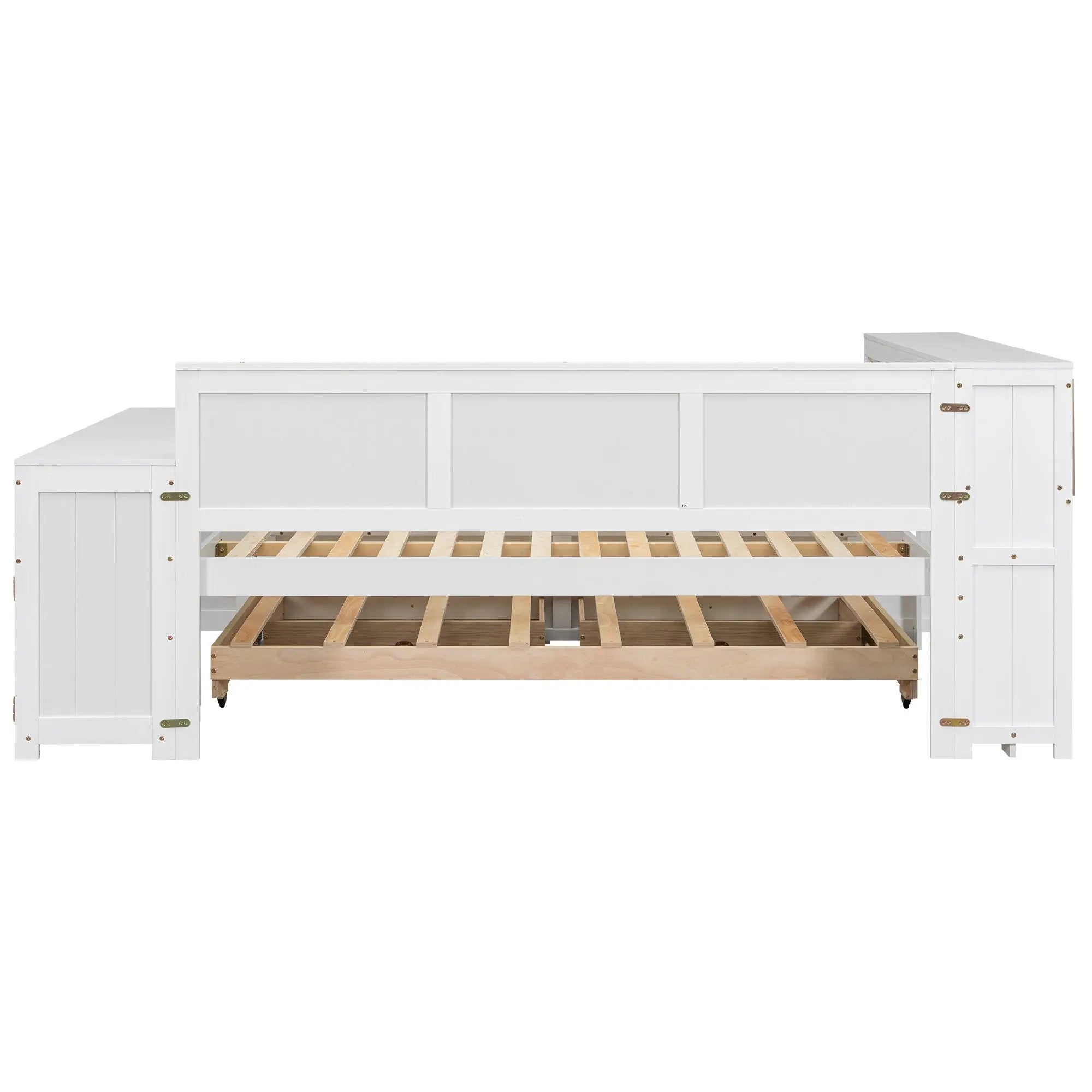 Daybed With Storage Shelves, Drawers, Trundle, Charging Station, LED Light, Desk And Cabinet by HouseOfZazla