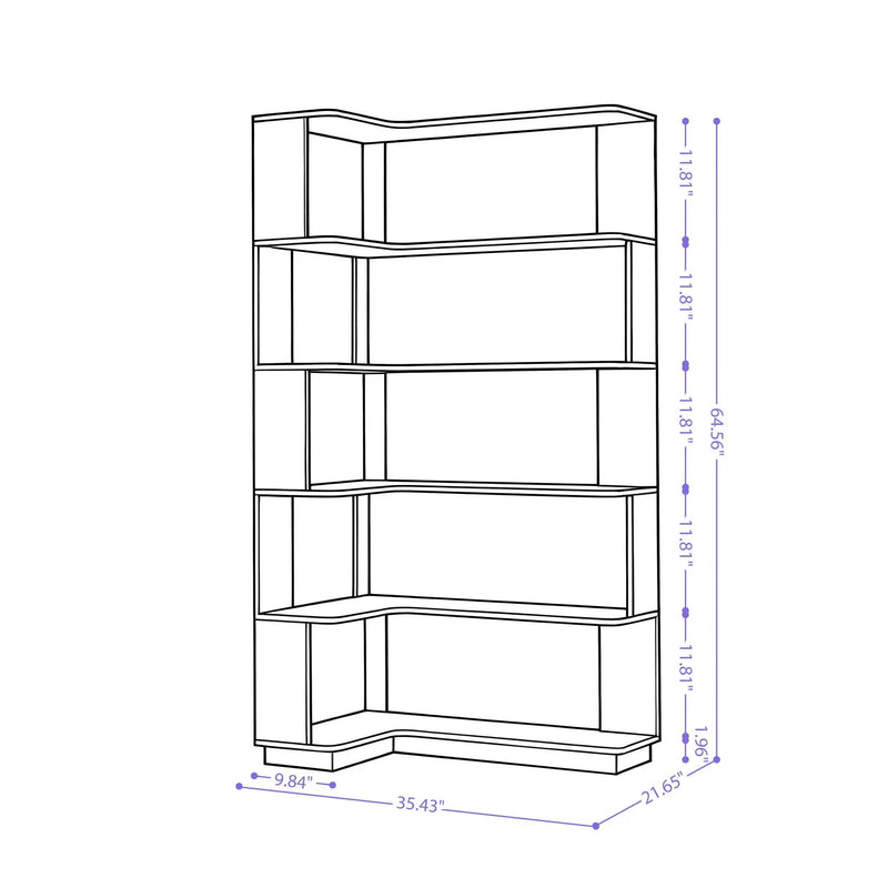 L-Shaped Design Corner Bookshelf