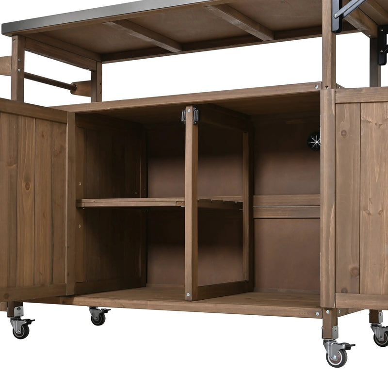 54.33' Farmhouse Rolling Outdoor Kitchen Cart by HouseOfZazla