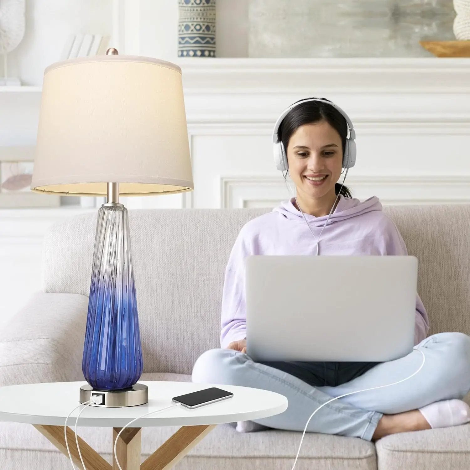 Table Lamps Set of 2 with Touch Control and USB Ports by HouseOfZazla