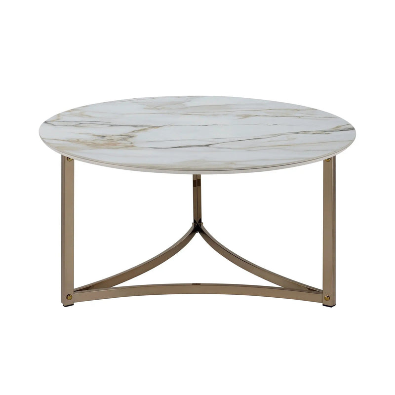 Aziz Sintered Stone Top Round Coffee Table by HouseOfZazla
