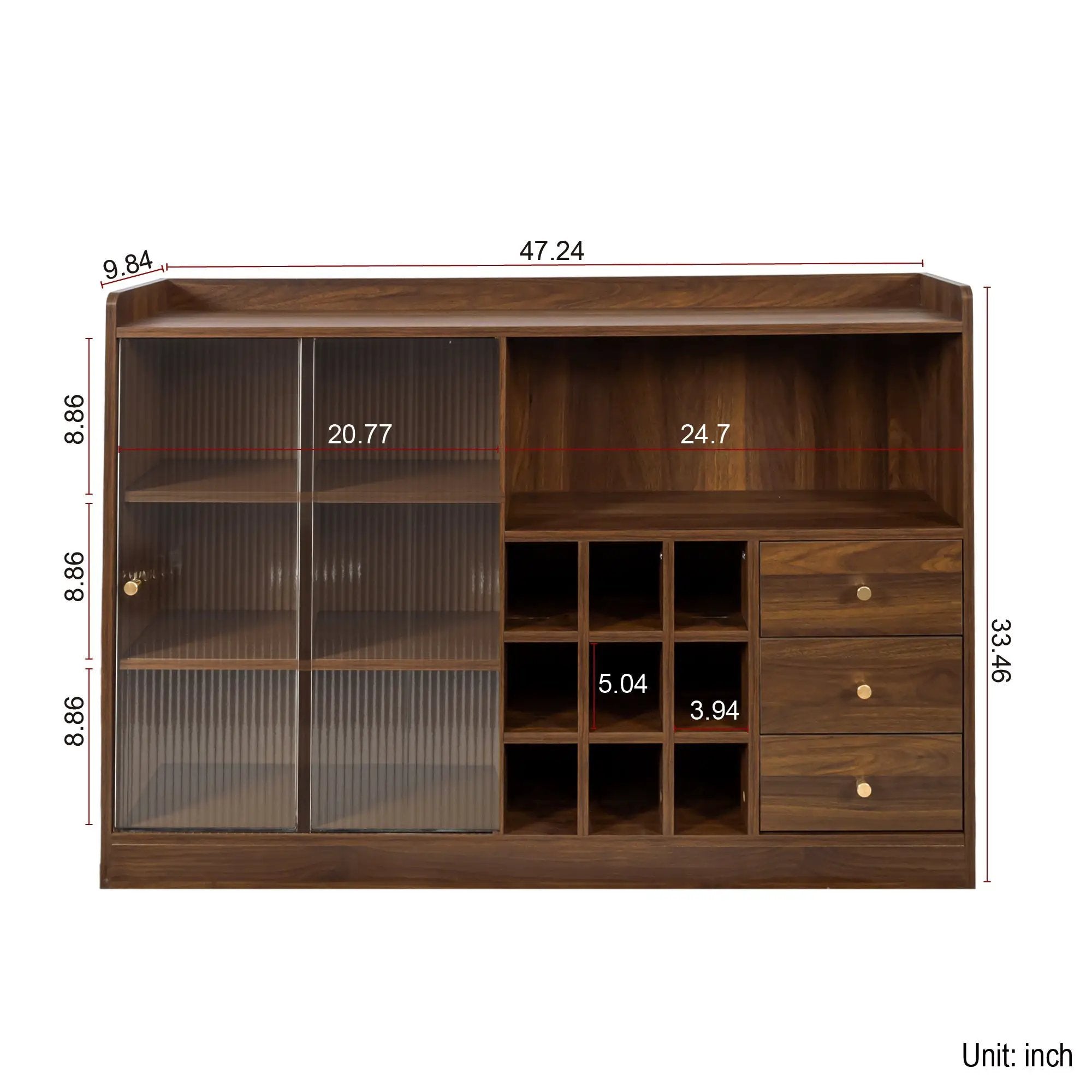 Sideboard with 2 Sliding Striped Glass Doors by HouseOfZazla