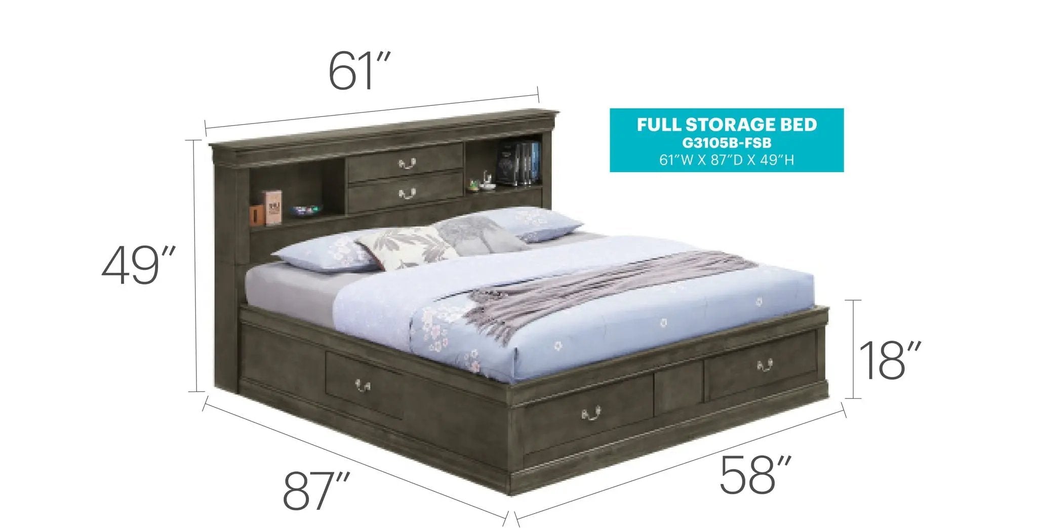 Traditional Style Bookcase Storage Bed by Unique Piece Furniture