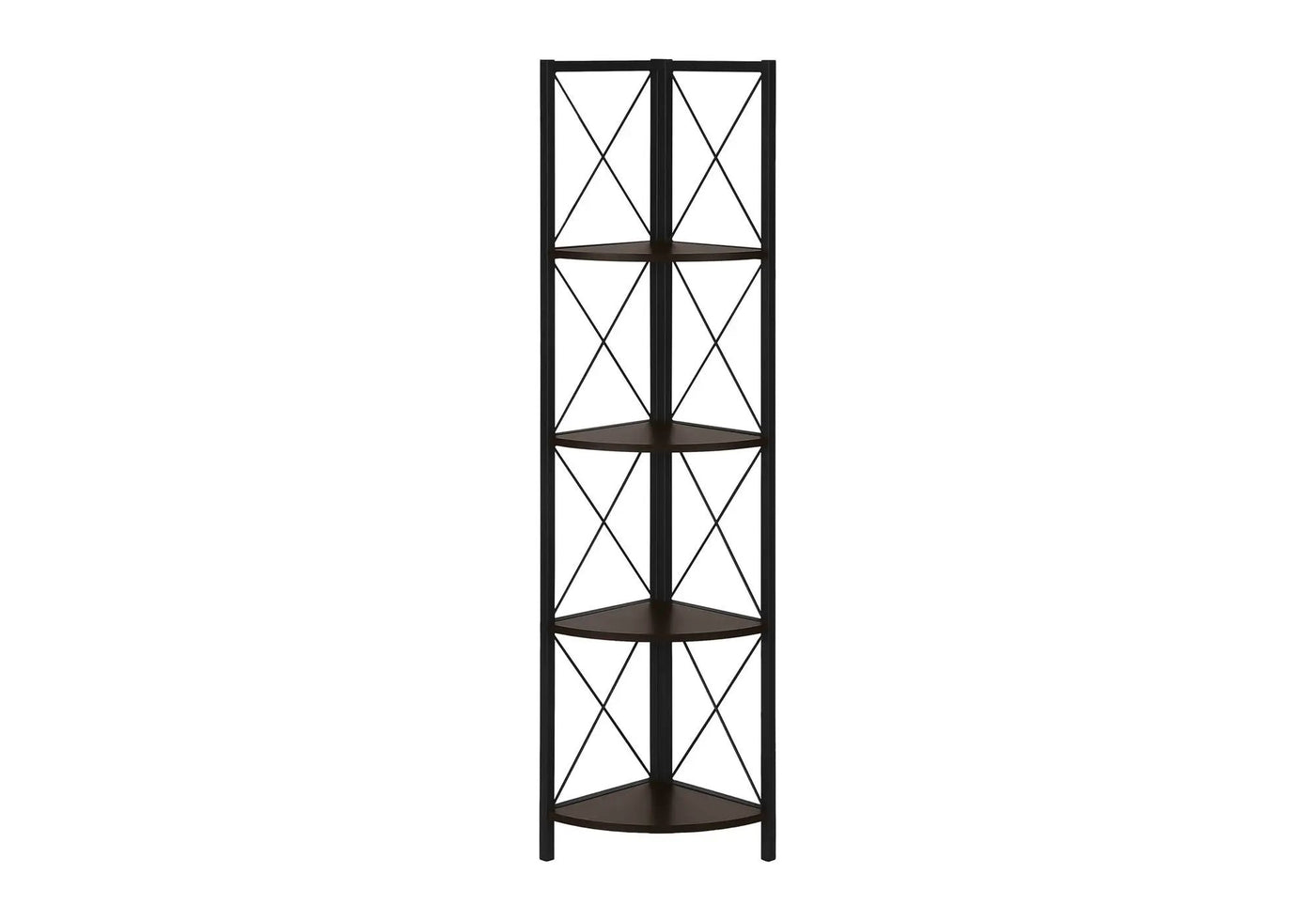 4-Tier Corner Bookshelf with Marble Look and Metal Frame by HouseOfZazla