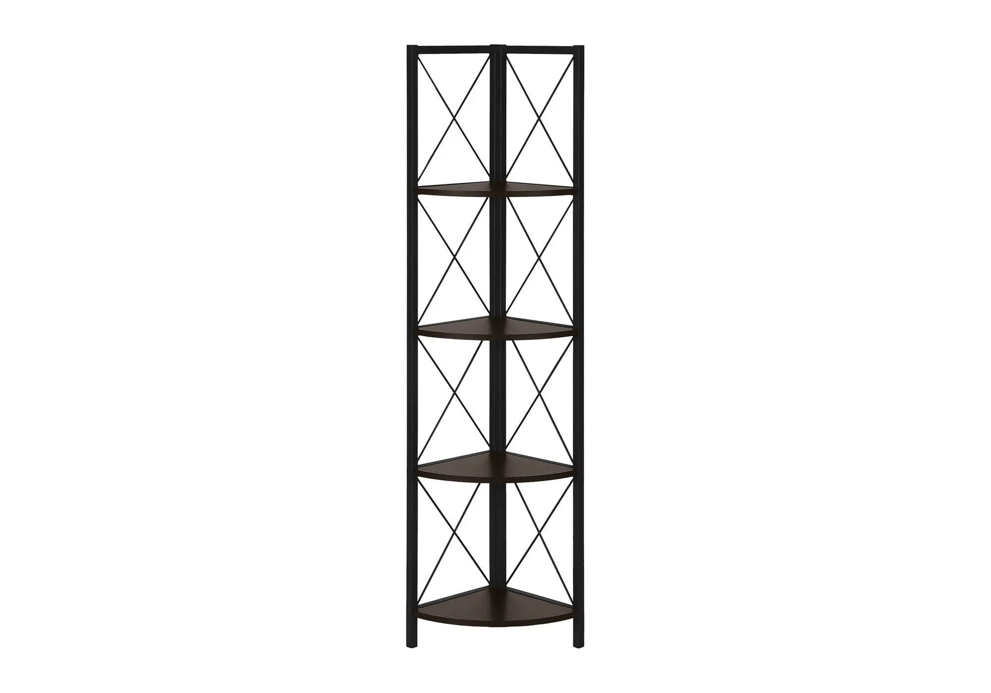 4-Tier Corner Bookshelf with Marble Look and Metal Frame by HouseOfZazla