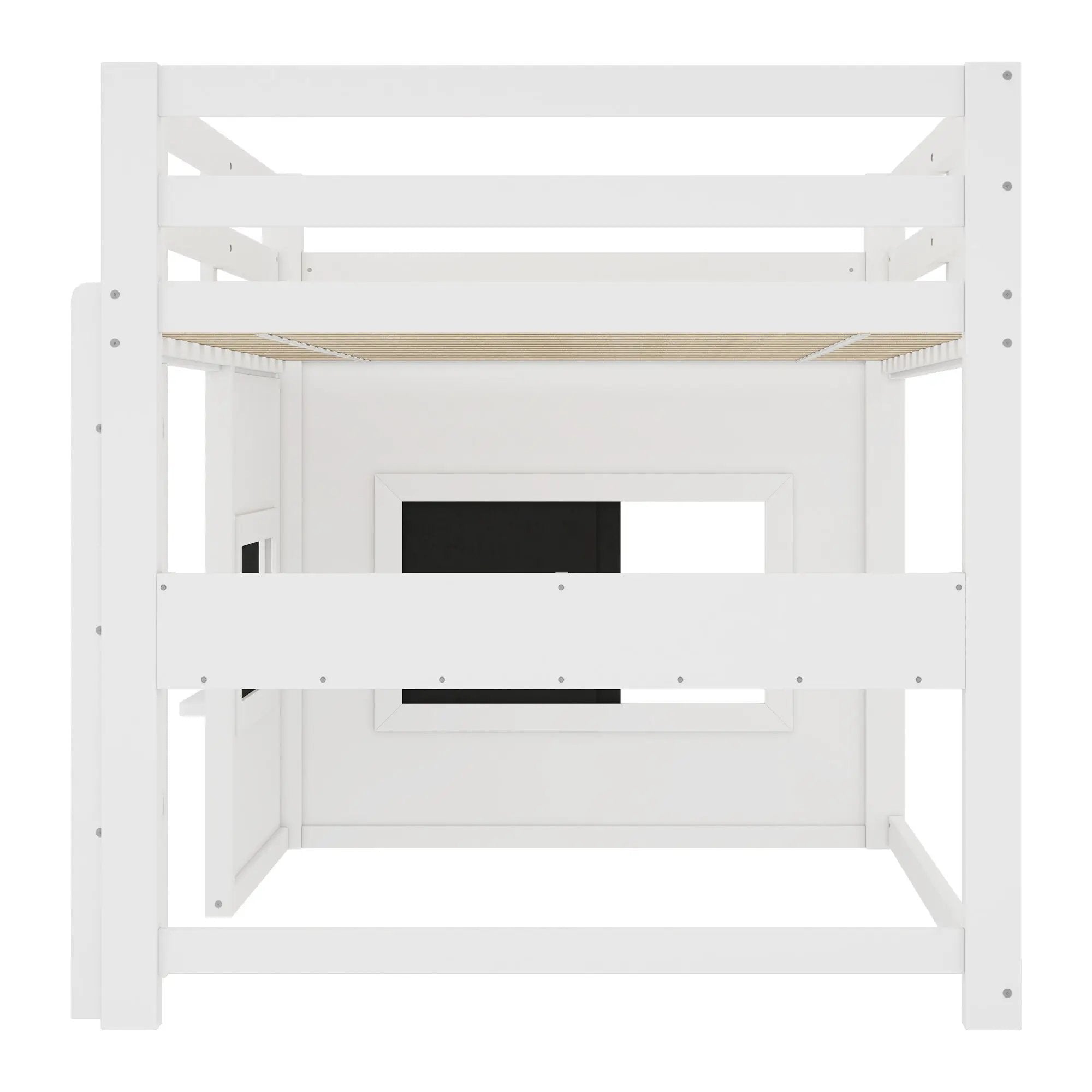 Twin Size Loft Bed With Sliding Chalkboard & Bookshelf by HouseOfZazla