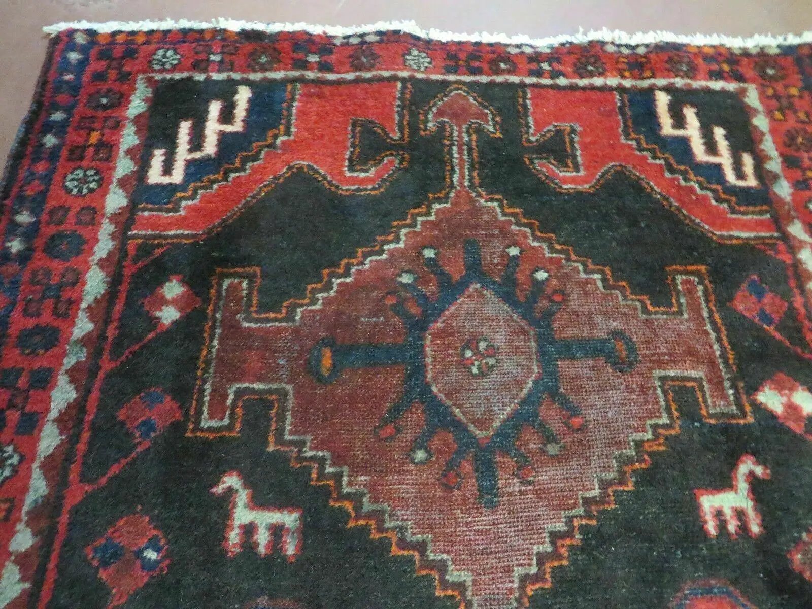 4' X 8' Antique Handmade India Geometric Oriental Tribal Wool Rug Red # 603 by Jewel Rugs